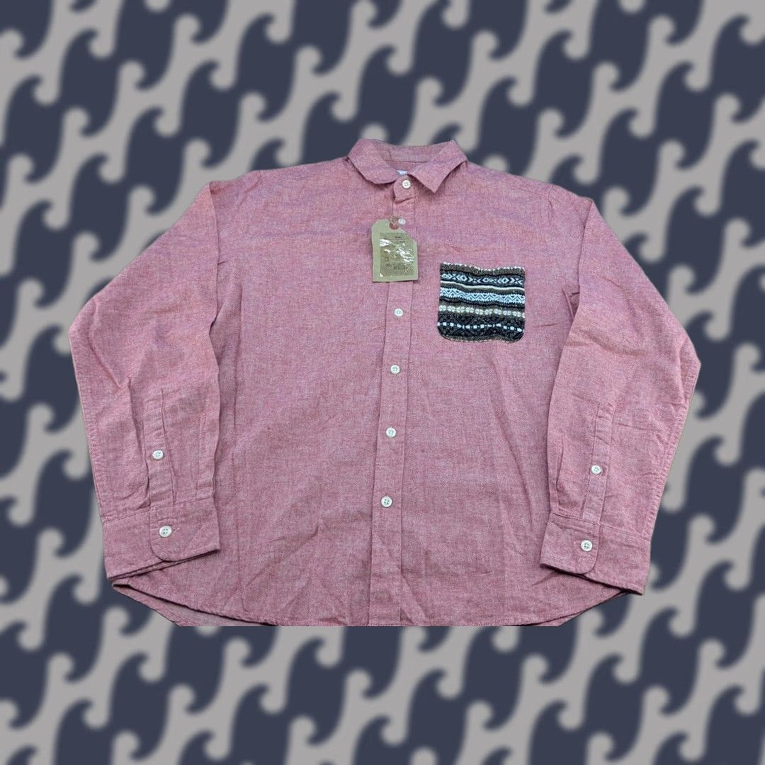 Vintage Corisco Japan Mens Button Down Shirt M Pink Plain Cotton front Pocket Shirt Mens M Pink Cotton Button-Up Front Pocket Size US M / EU 48-50 / 2 - 1 Thumbnail
