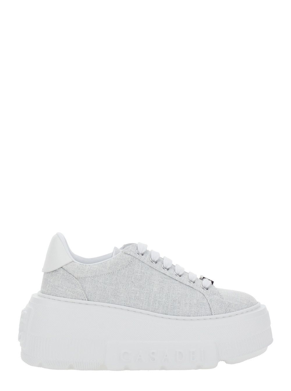 Casadei 'Nexus' Grey Sneaker with Oversized Platform and Logo Plate on the Lace in Fabric Woman Size US 8 / IT 38 - 1 Thumbnail