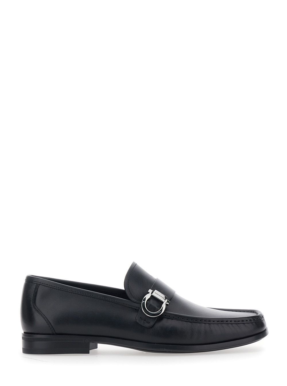 Salvatore Ferragamo 'Caspian' Black Loafers with Gancino Plaque on the Side in Leather Man Size US 8 / EU 41 - 1 Thumbnail