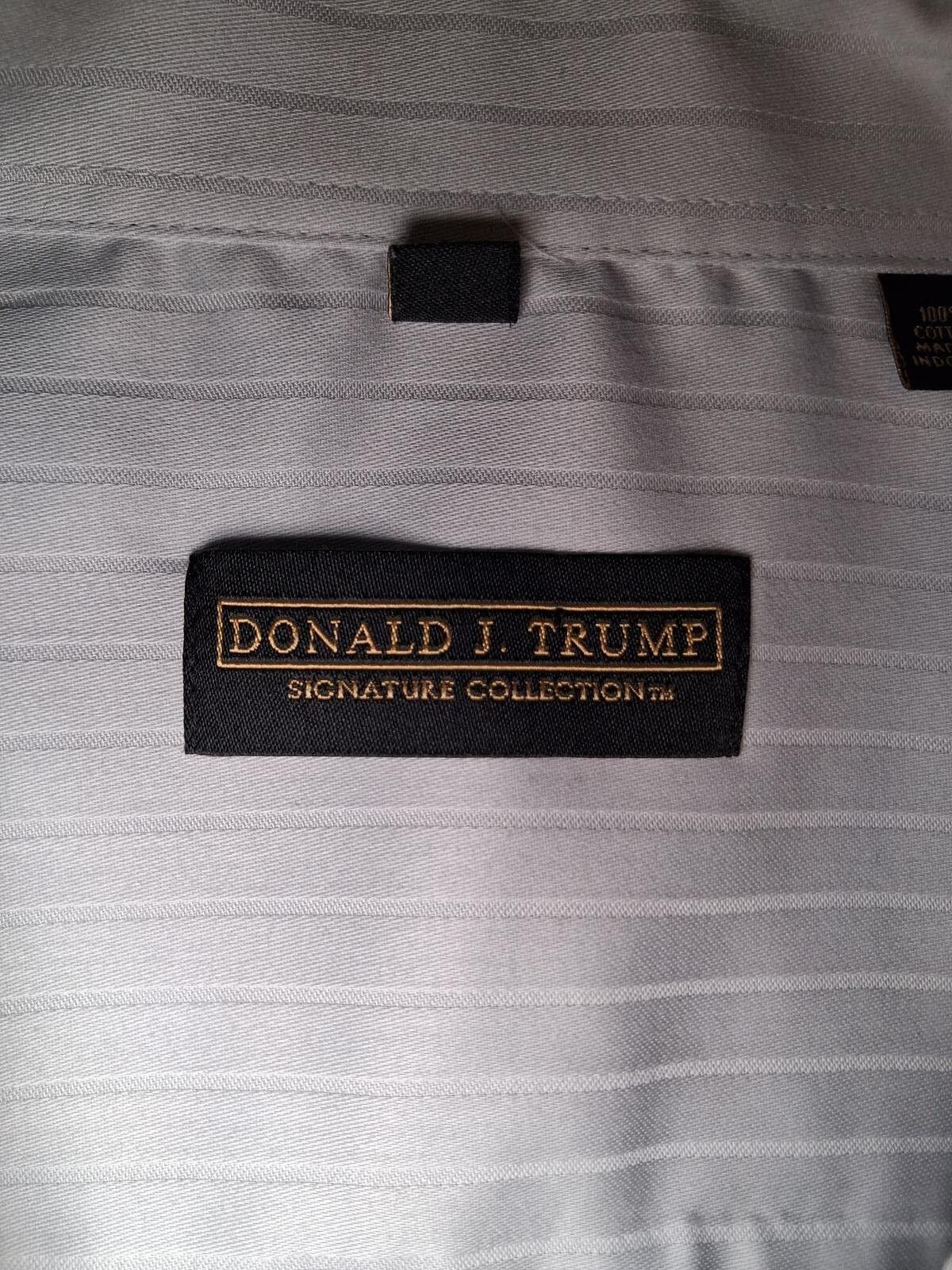 Donald Trump Donald Trump Dress Shirt 18-34/35 2XL Gray Striped Cotton Size 48R - 2 Thumbnail