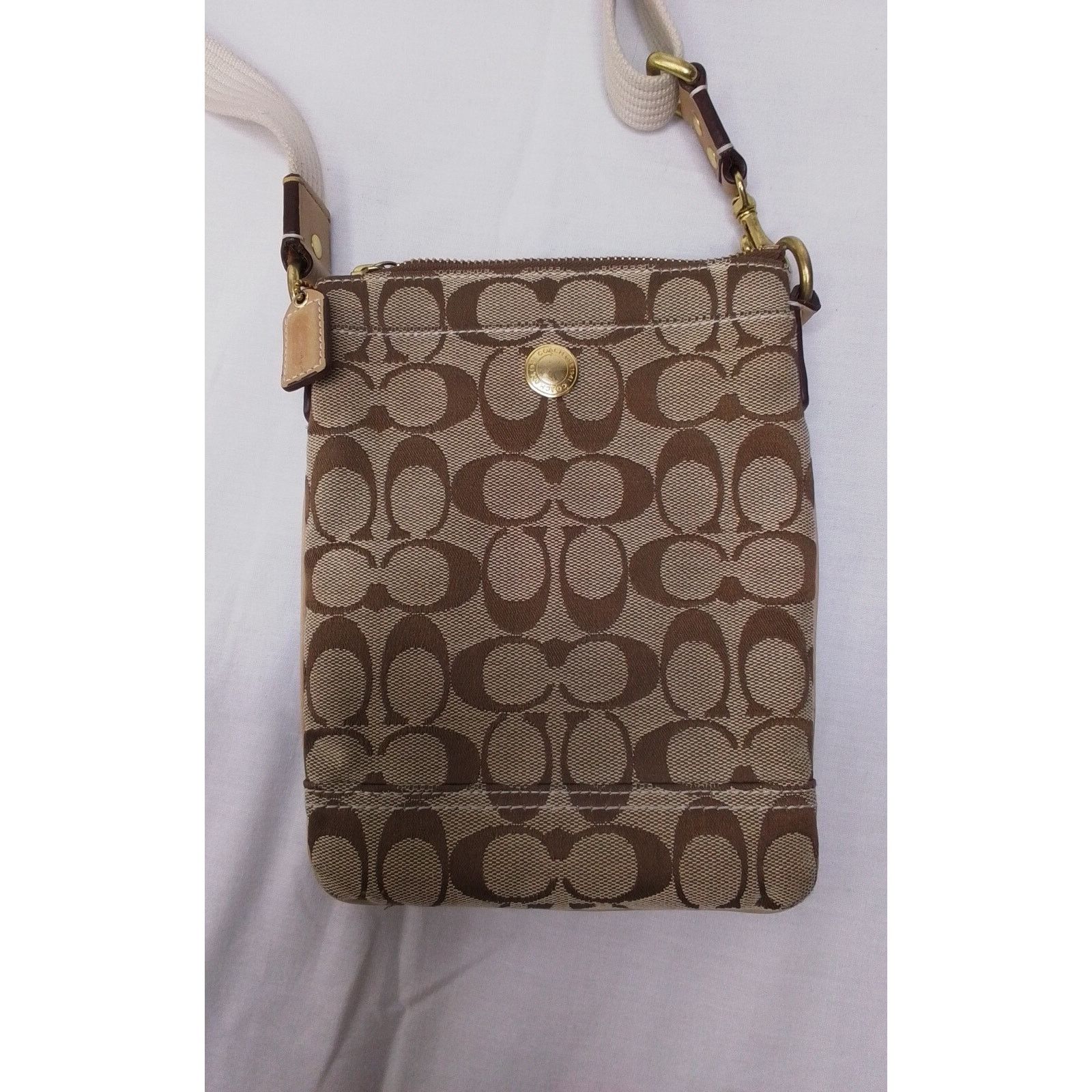 Coach Coach Signature Brown Crossbody Purse Swing Bag #J2038 Size ONE SIZE - 3 Thumbnail