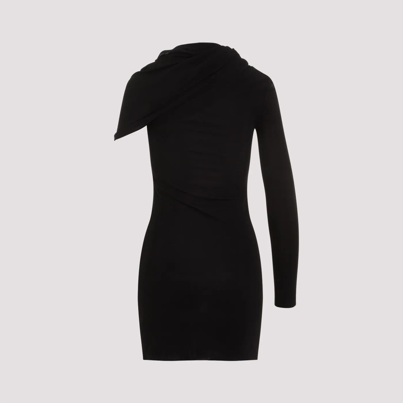 Saint Laurent Paris oc11z1125 One Shoulder Dress in Crepe Jersey in Noir Size XS / US 0-2 / IT 36-38 - 4 Thumbnail
