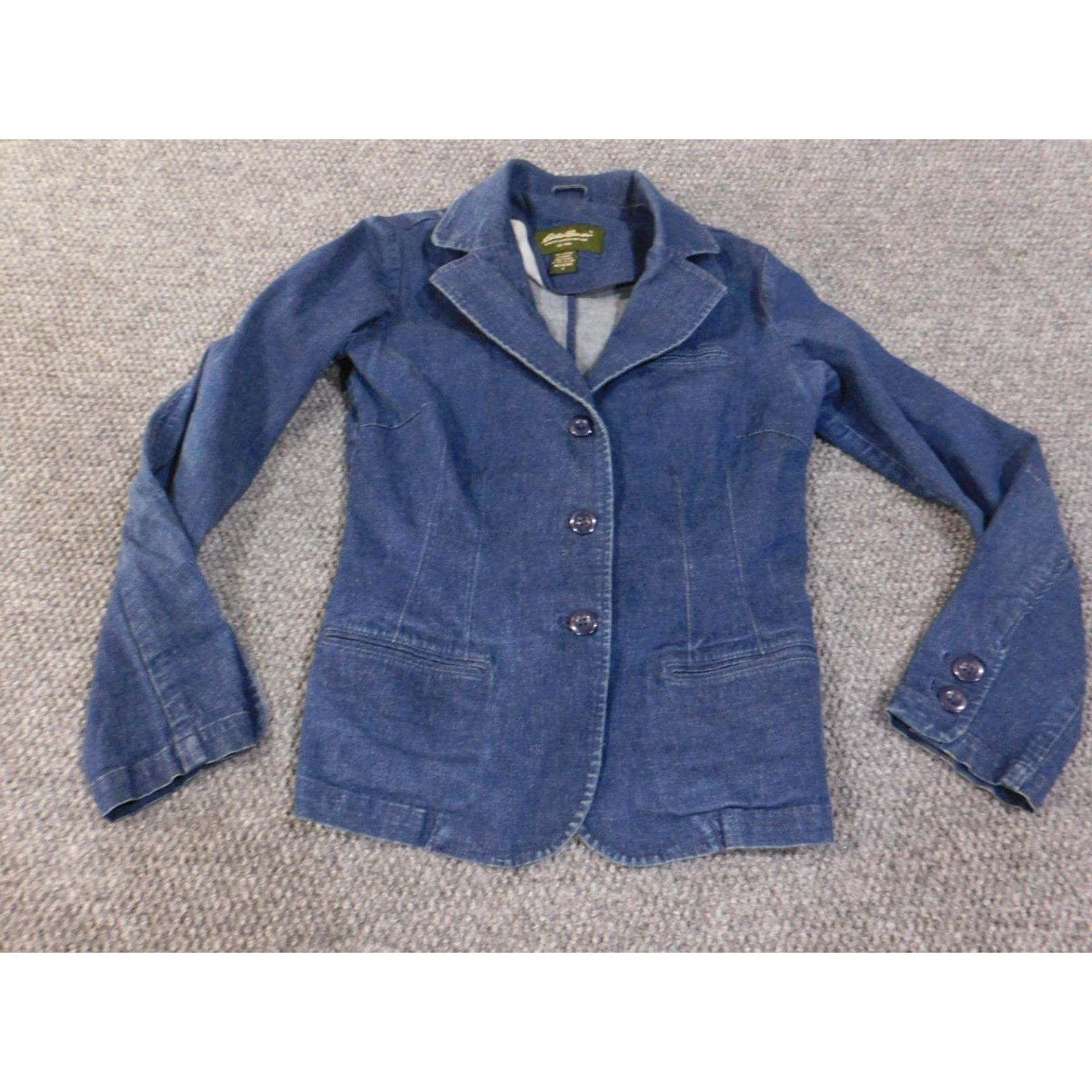 Eddie Bauer VINTAGE Eddie Bauer Jacket Women Denim Blue Retro Outdoors Classic Button Jacket Coat Casual Winter Lined Logo Blue Size S Womens Blue Denim Jacket Size S / US 4 / IT 40 - 2 Thumbnail