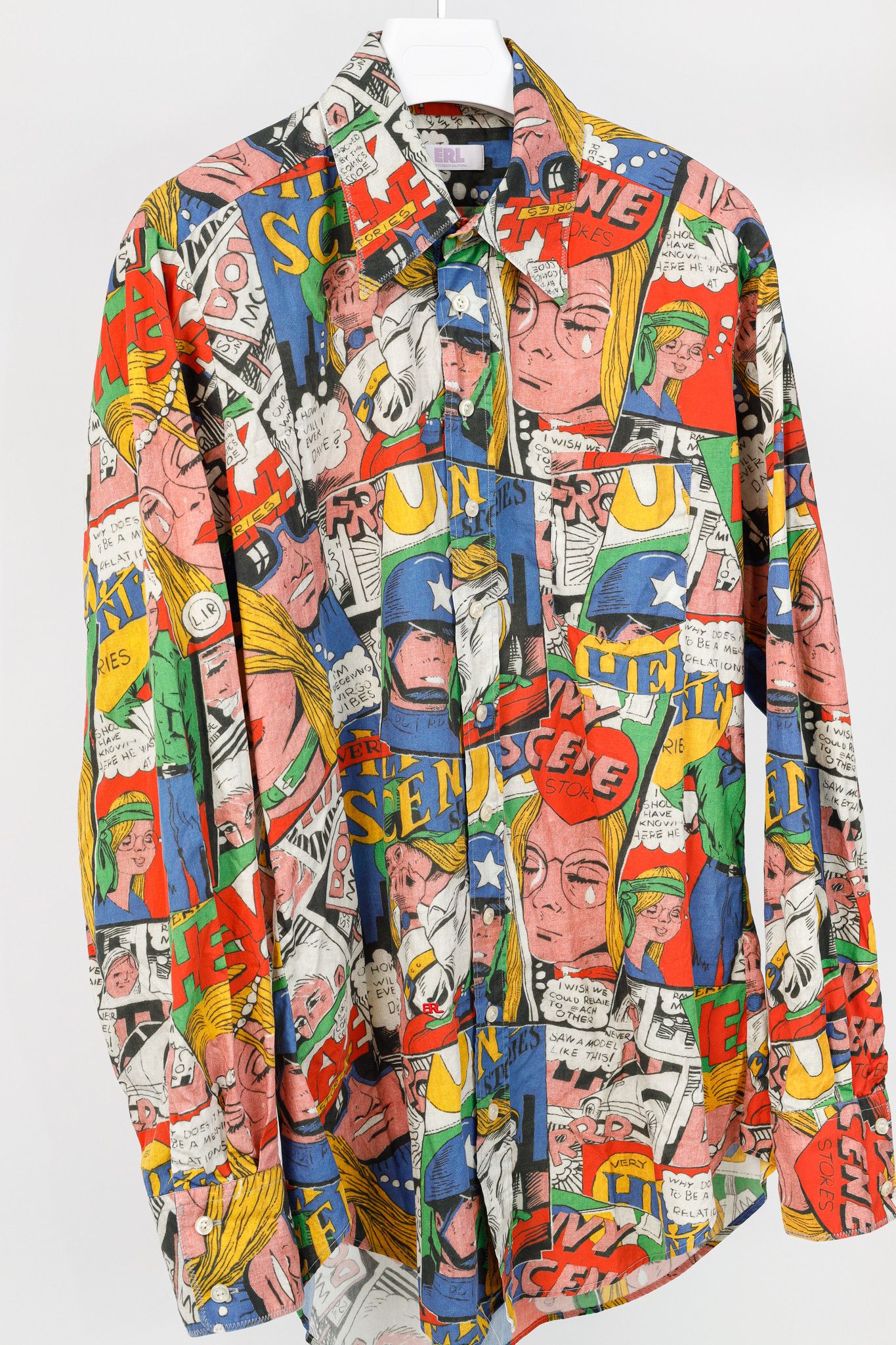 ERL ERL SS/23 Comic Book Multicolor Printed Cotton Shirt Size US XL / EU 56 / 4 - 3 Thumbnail