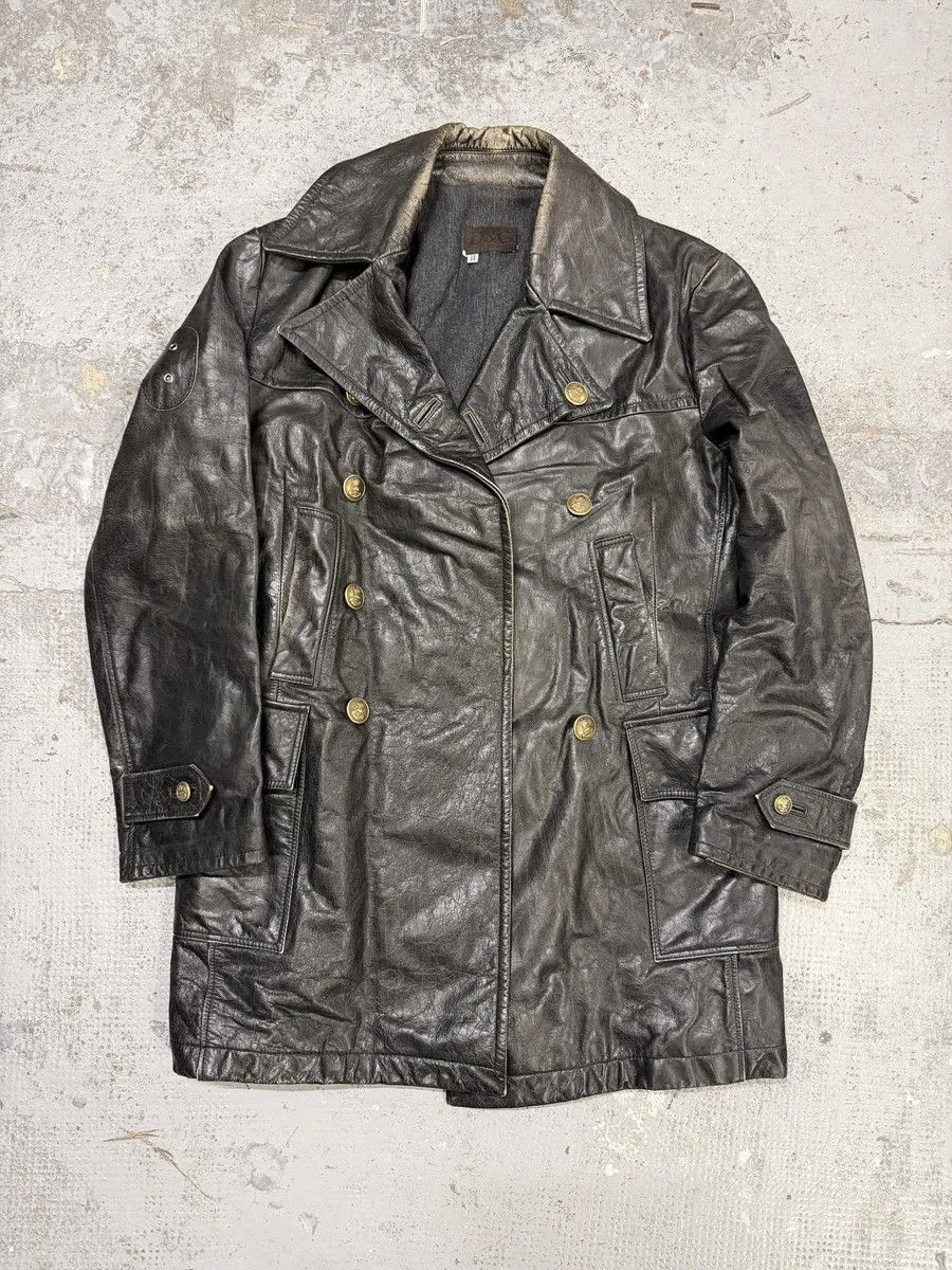 Dolce & Gabbana 2000s Dolce & Gabbana Peacoat Officer Brut Black Leather Jacket Size US M / EU 48-50 / 2 - 6 Thumbnail