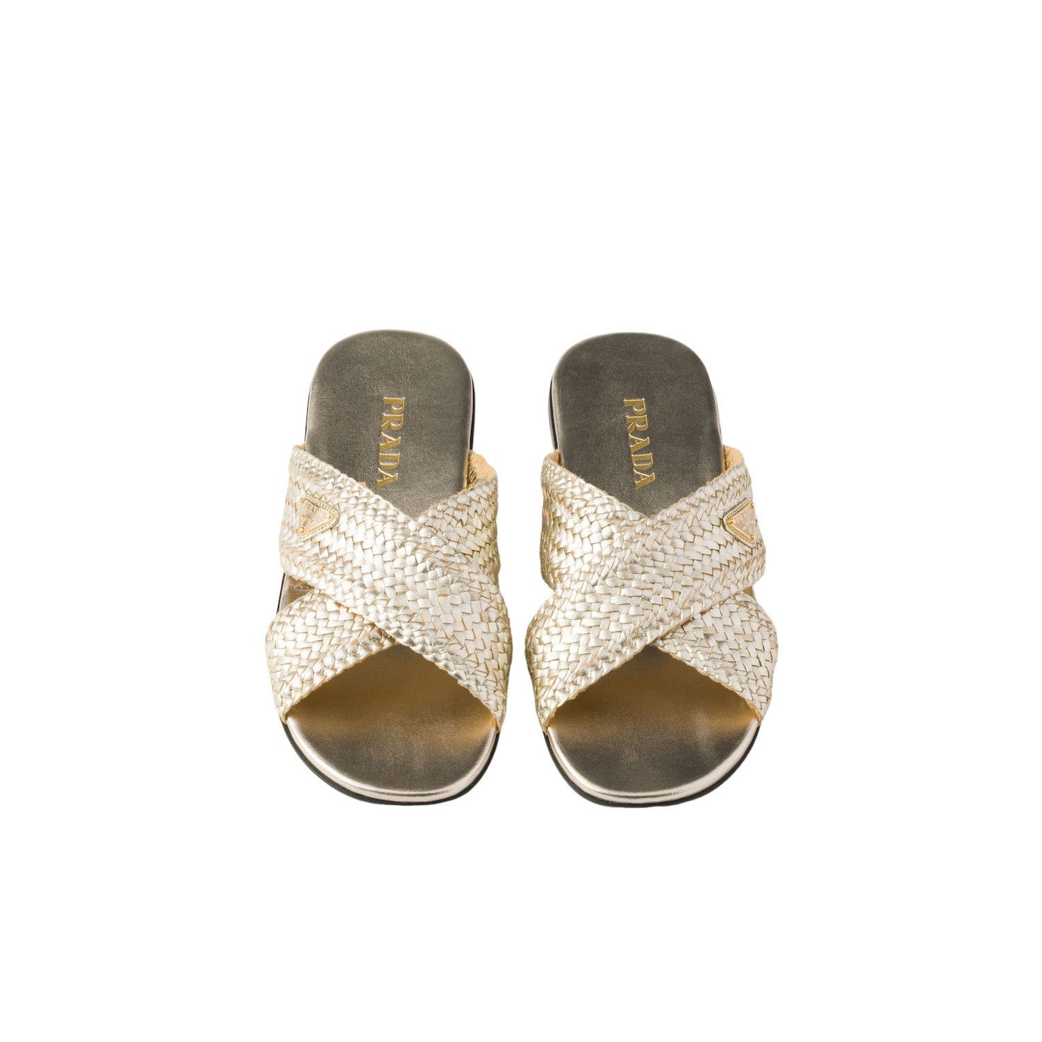 Prada PRADA $1270 Pyrite Crisscross Slides New & Authentic (Women' Size US 9 / IT 39 - 3 Thumbnail