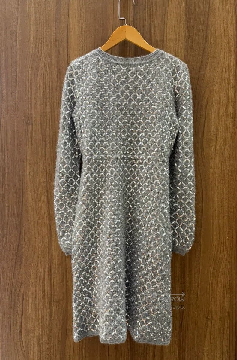 Chanel Chanel Grey silver silk plaid dress Size XXS / US 00 / IT 34 - 2 Thumbnail