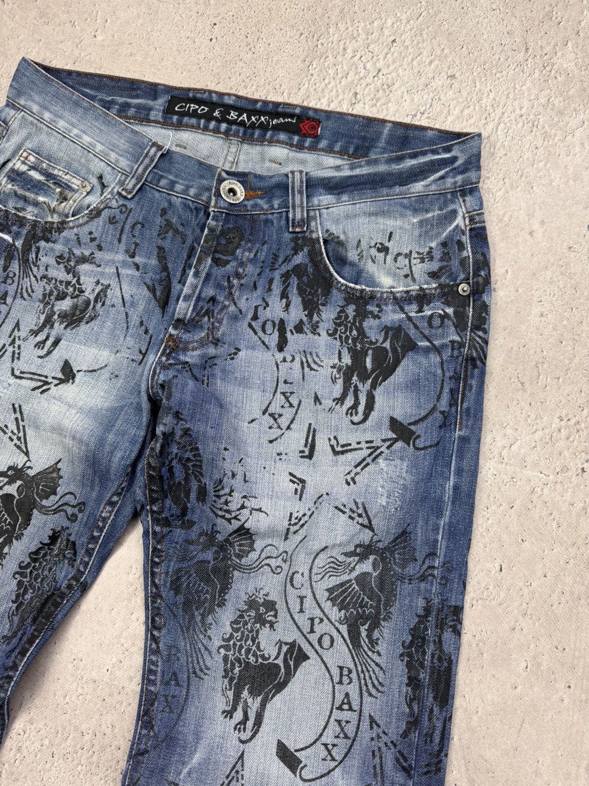 Designer × Ed Hardy Vintage Ed Hardy Style Rhinestones Skeleton Jeans Size US 32 / EU 48 - 4 Thumbnail