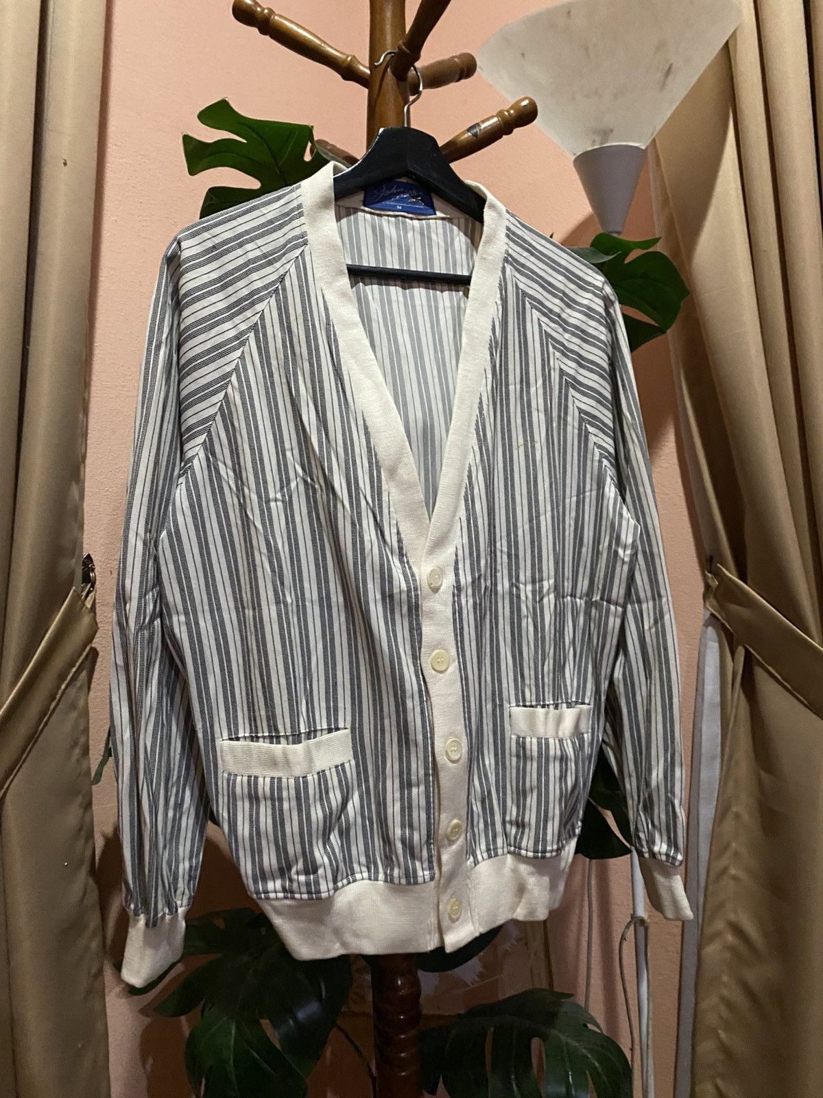 Vintage 70s John Miller Striped Button-Up Cardigan Jacket – Classic Size US M / EU 48-50 / 2 - 5 Thumbnail