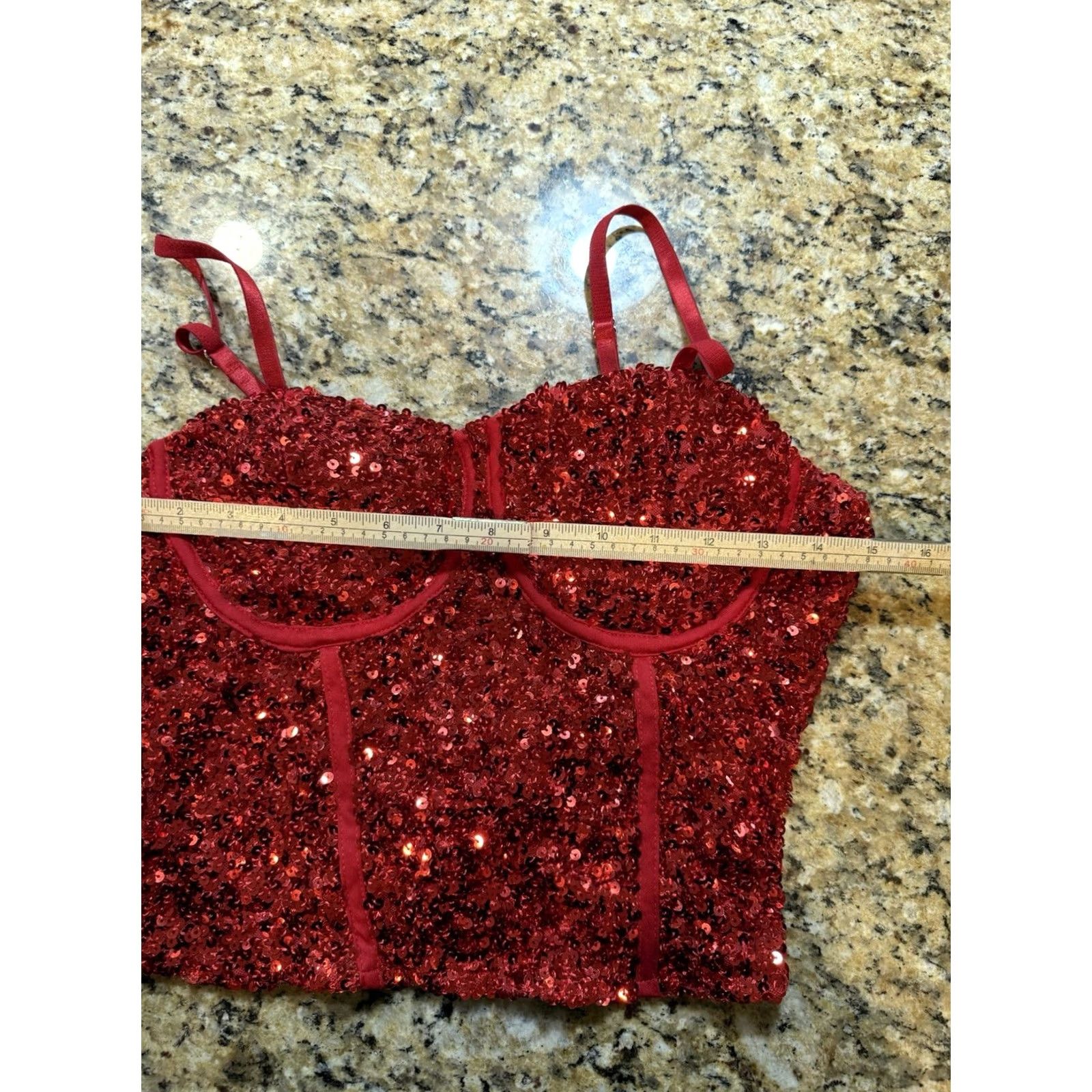 Vintage No Boundaries Women's Tank Sequin Corset Bustier Red M Evening Party Size M / US 6-8 / IT 42-44 - 5 Thumbnail