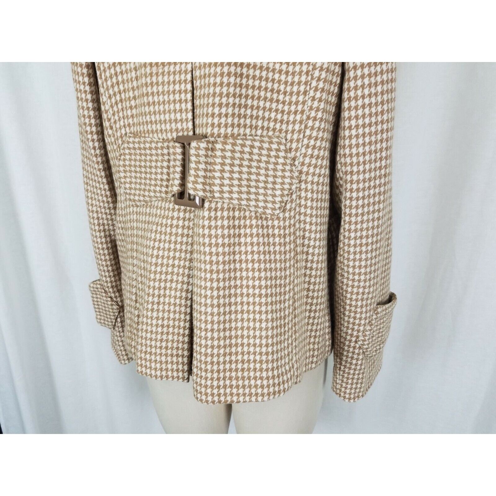 Vintage Vtg Robert Louis Houndstooth Wool Jacket Blazer Belted Size M / US 6-8 / IT 42-44 - 8 Thumbnail