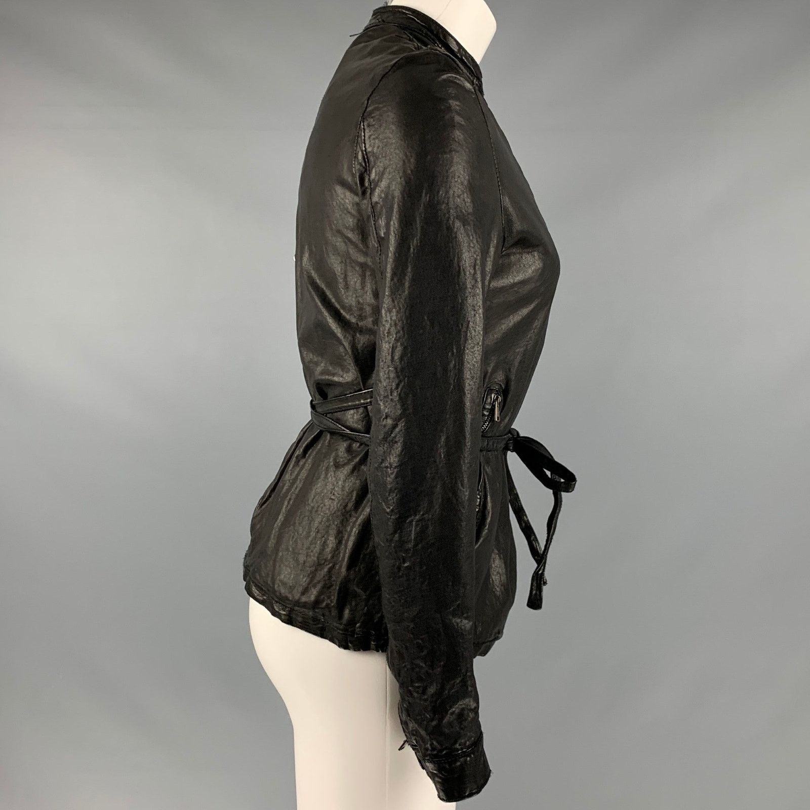 Giorgio Brato GIORGIO BRATO Size 4 Black Leather Button Up Jacket Size S / US 4 / IT 40 - 3 Thumbnail