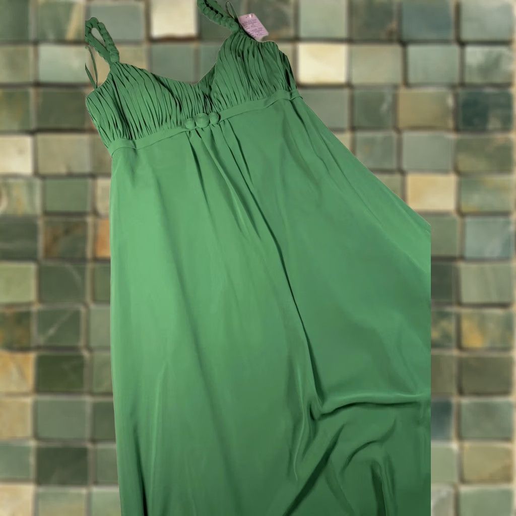 Vintage Liz Fields Dress Womens 14 Green Chiffon Sweetheart Strappy Maxi Formal Gown Size XL / US 12-14 / IT 48-50 - 1 Thumbnail