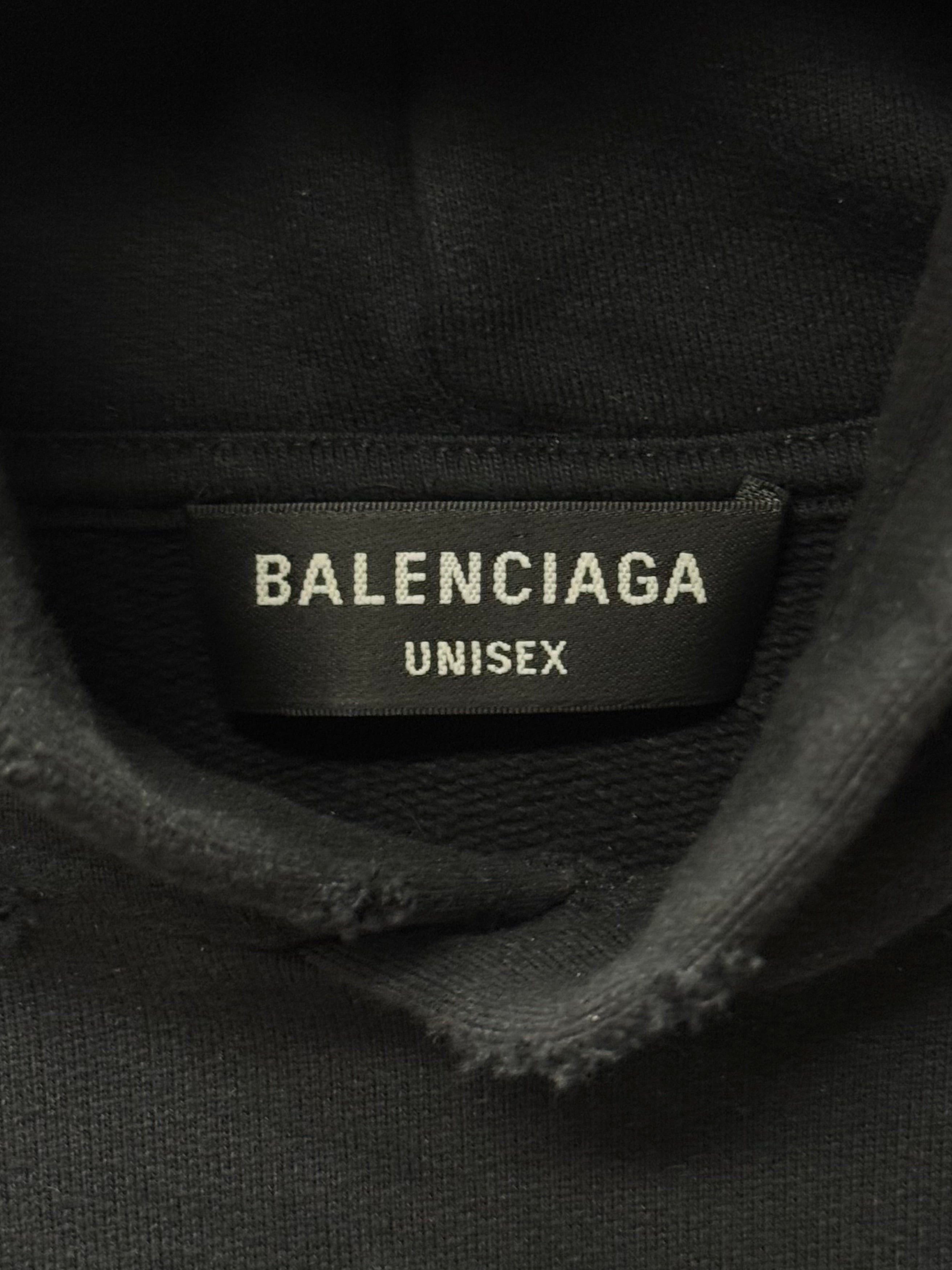 Balenciaga 2022 Balenciaga Painted ‘Script Logo’ Distressed Black Cotton Hoodie Size US M / EU 48-50 / 2 - 4 Thumbnail