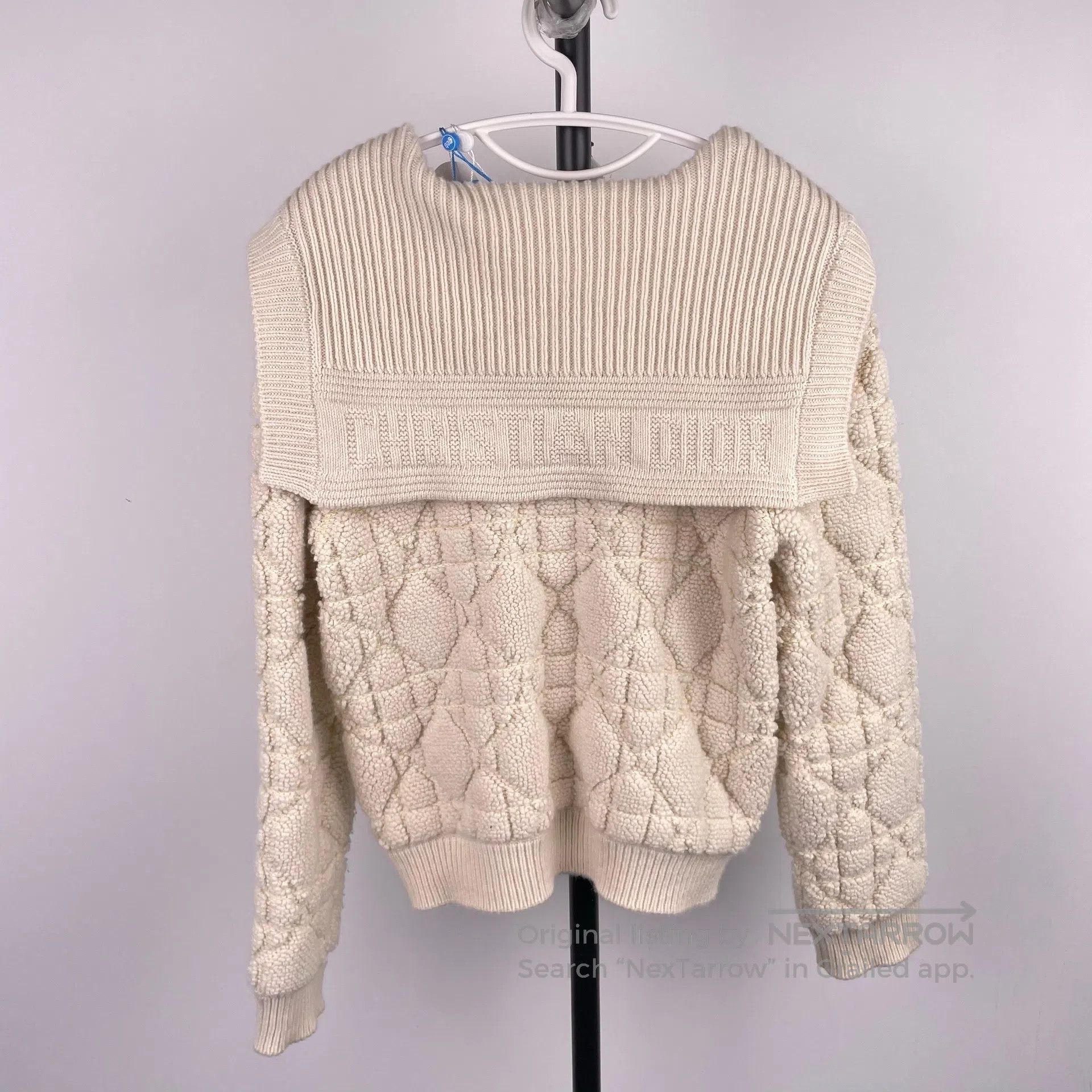 Dior Dior Milk white diamond pattern navy collar knit cardigan Size XS / US 0-2 / IT 36-38 - 2 Thumbnail
