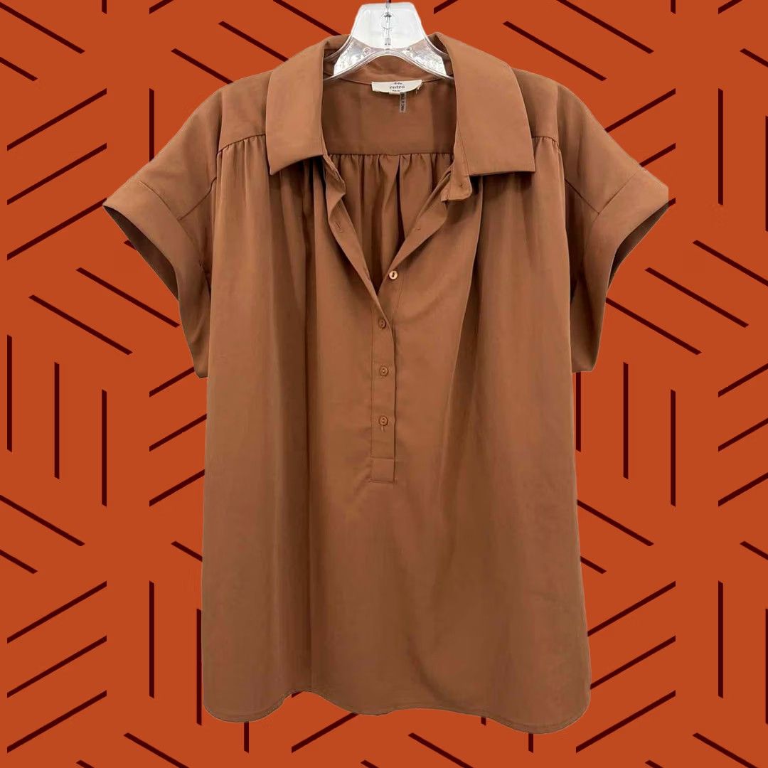 Vintage Entro Brown Blouse Size Large Size L / US 10 / IT 46 - 1 Thumbnail