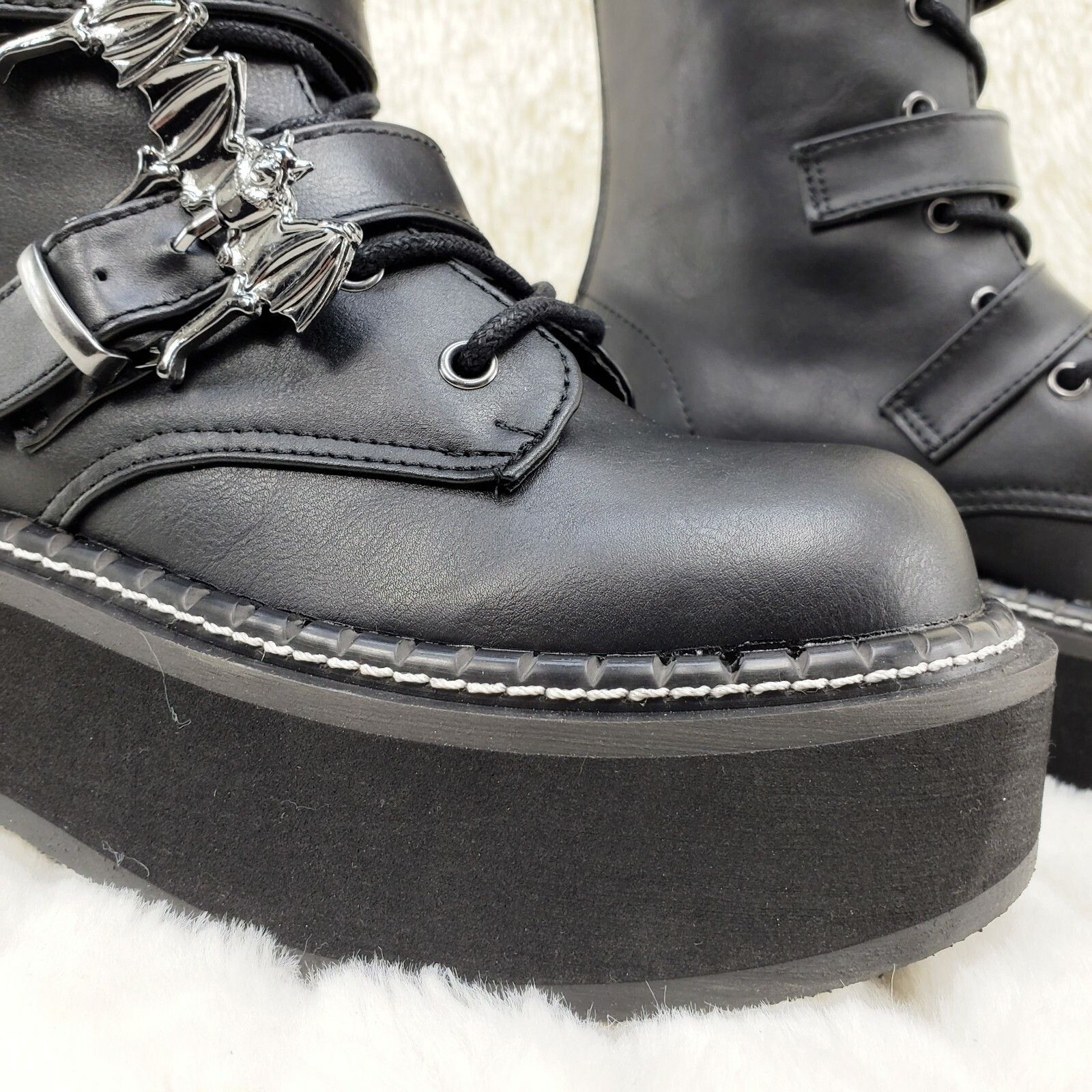 Demonia Cult DEMONIA Emily 322 Black Matte 2" Platform Bat Buckle Combat Size US 8 / IT 38 - 9 Thumbnail