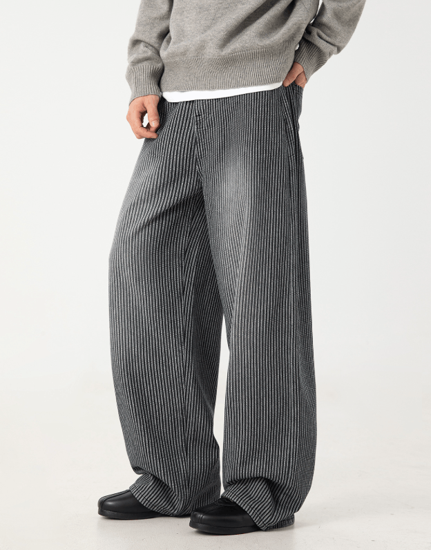 Jean Men's loose retro washed vertical striped scimitar jeans Size US 32 / EU 48 - 1 Thumbnail