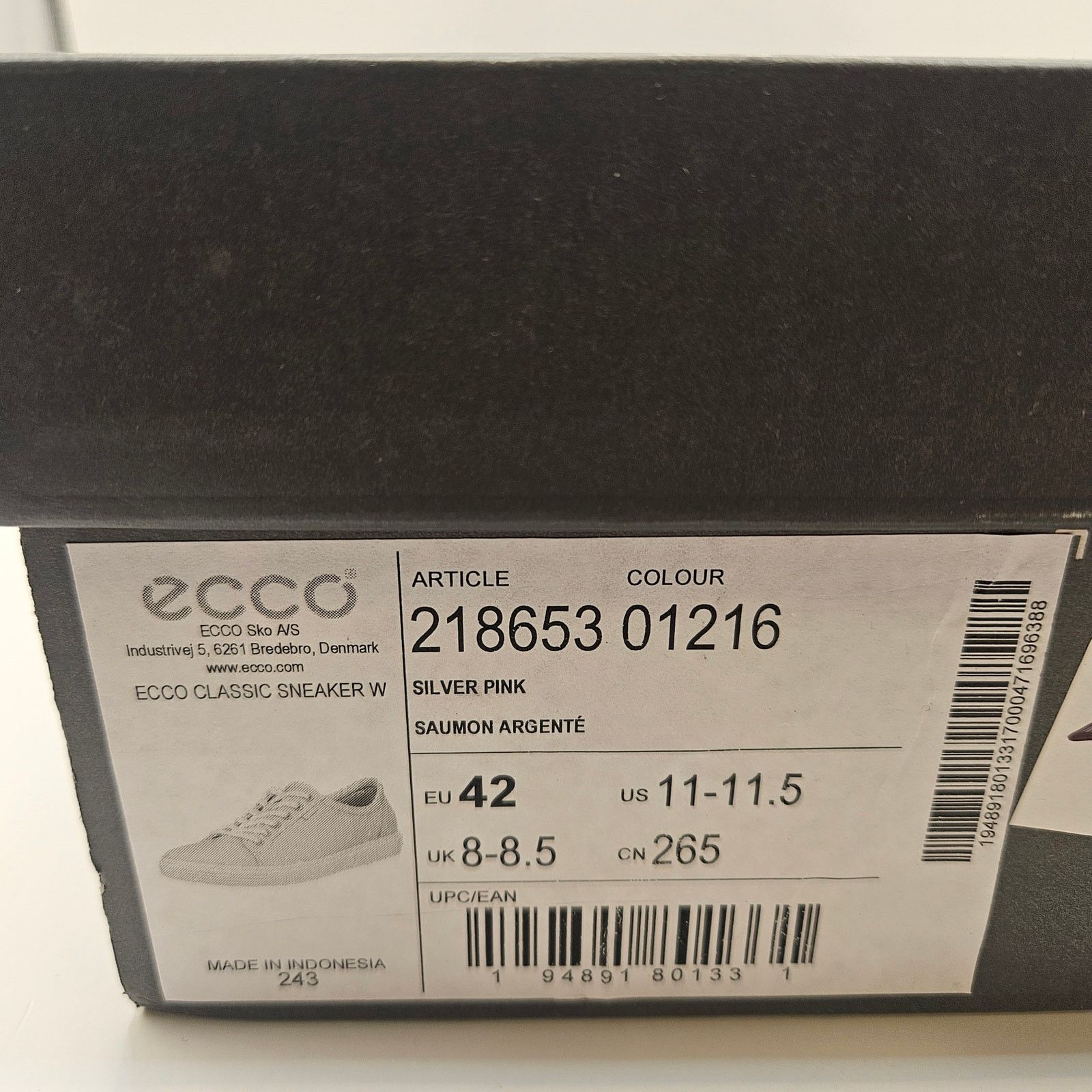 Ecco ECCO WOMEN'S 42 CLASSIC SNEAKER SILVER PINK NIB 21865301216 Size US 11.5 / IT 41.5 - 6 Thumbnail