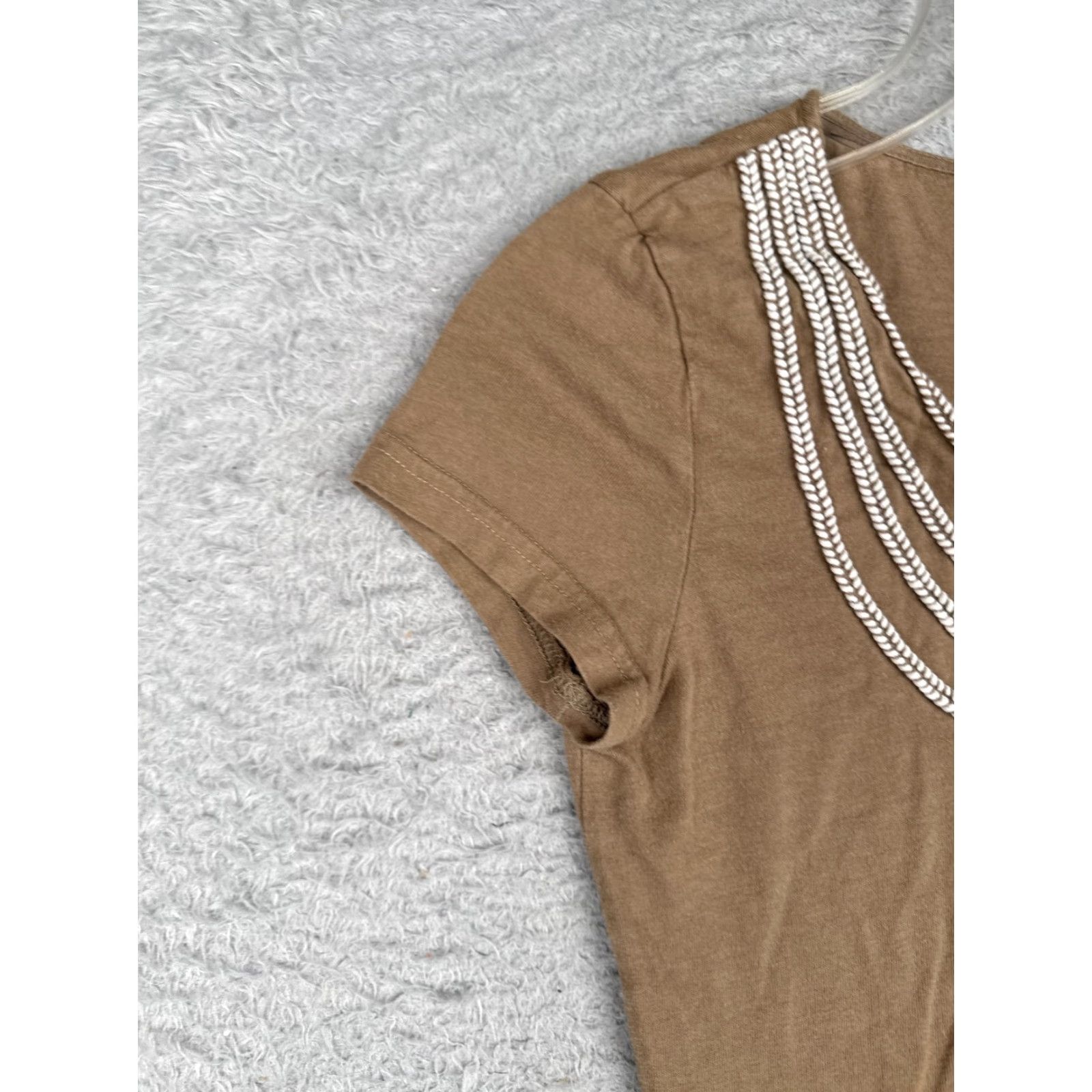 Tommy Hilfiger Tommy Hilfiger Shirt Women Small Petite Brown Scoop Neck Cotton Rayon Blend Size S / US 4 / IT 40 - 3 Thumbnail