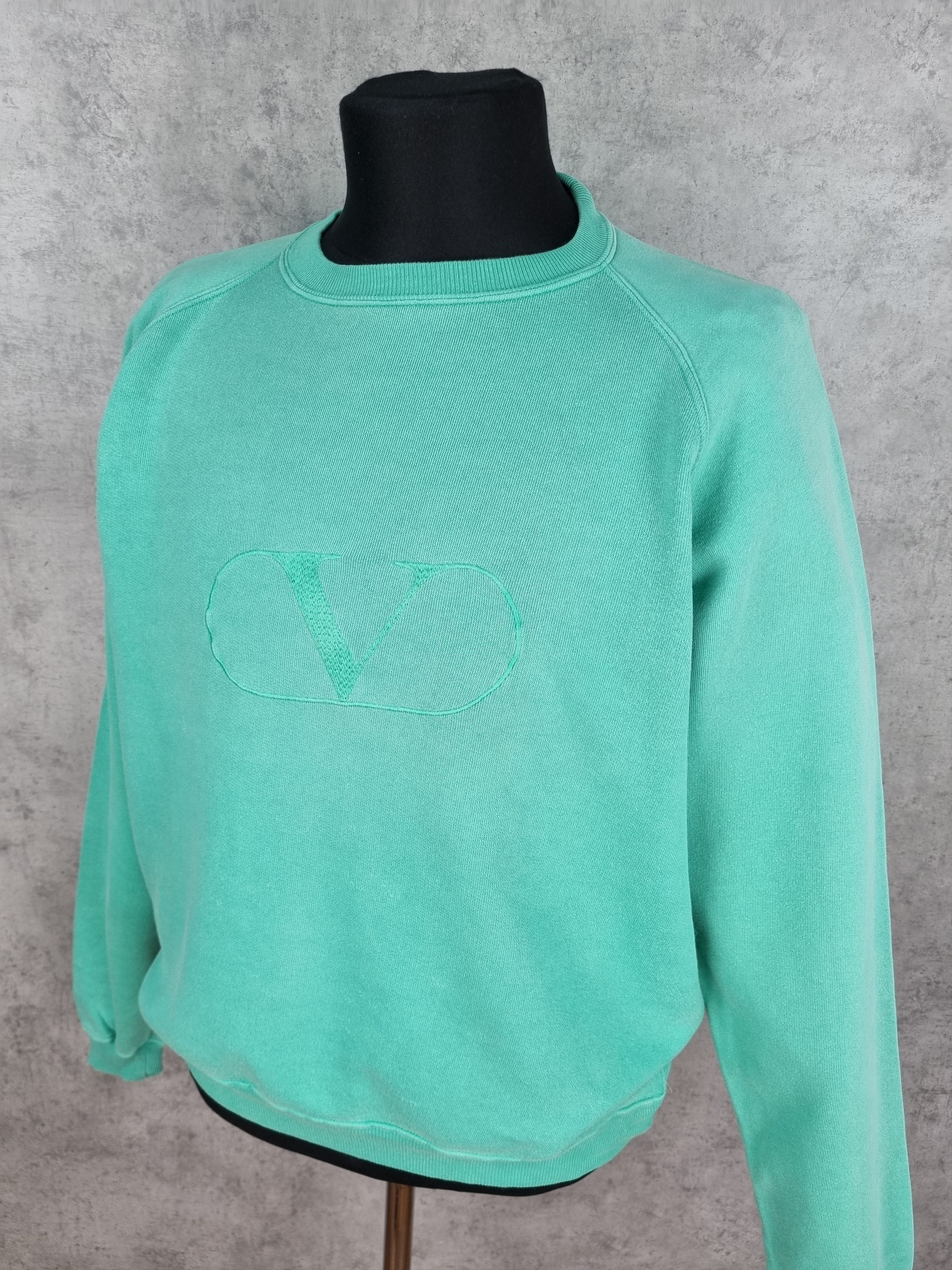 Valentino × Vintage 90s Valentino Big Logo Oversized Mint Sweatshirt Size US M / EU 48-50 / 2 - 1 Thumbnail