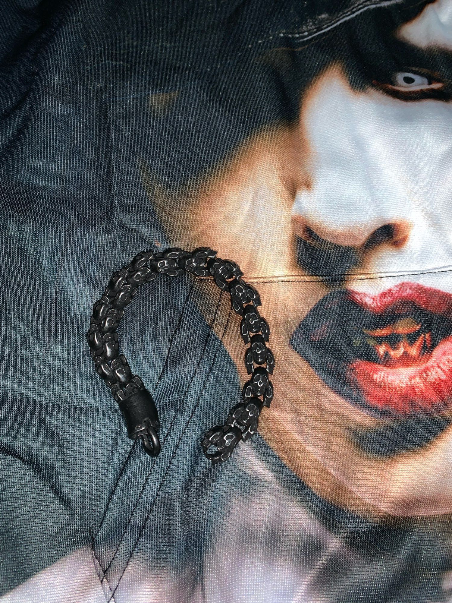 Jewelry 12mm 316L Steel Demon Evil Ghost Head Skull Bracelet Size ONE SIZE - 2 Thumbnail
