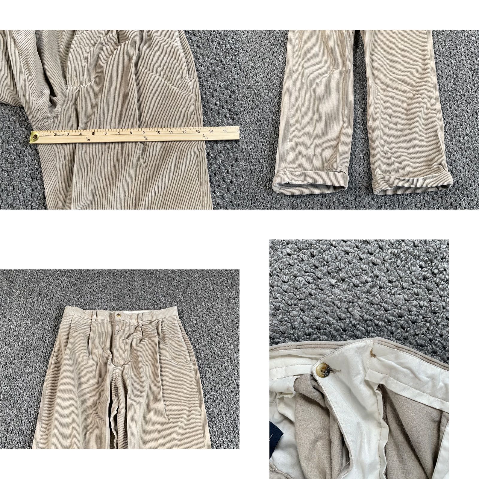 Nautica VINTAGE Nautica Pants Corduroy Baggy Fit 36x32 Beige Pleated Front Chino Straight Mens Size US 36 / EU 52 - 8 Thumbnail