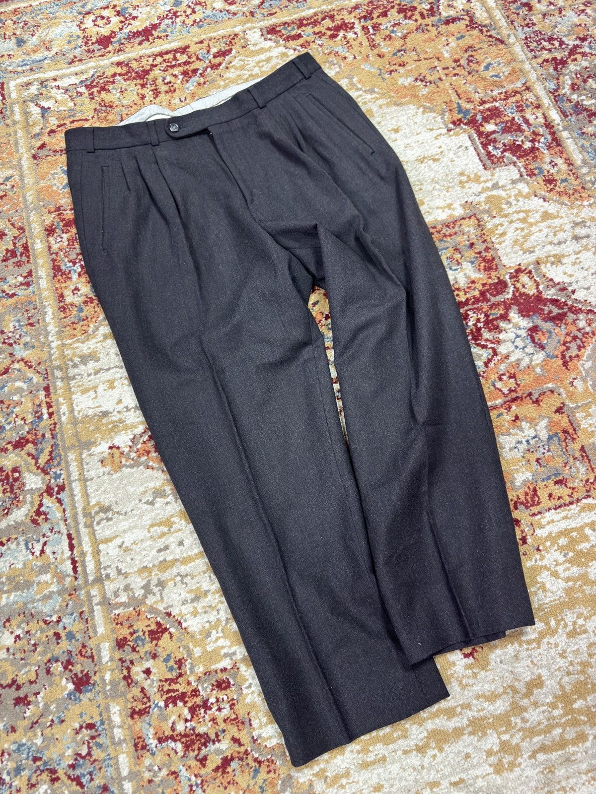 Hiltl Vintage Suit Pants Wool Blend Striped Wide Leg Baggy Formal Size US 36 / EU 52 - 1 Thumbnail