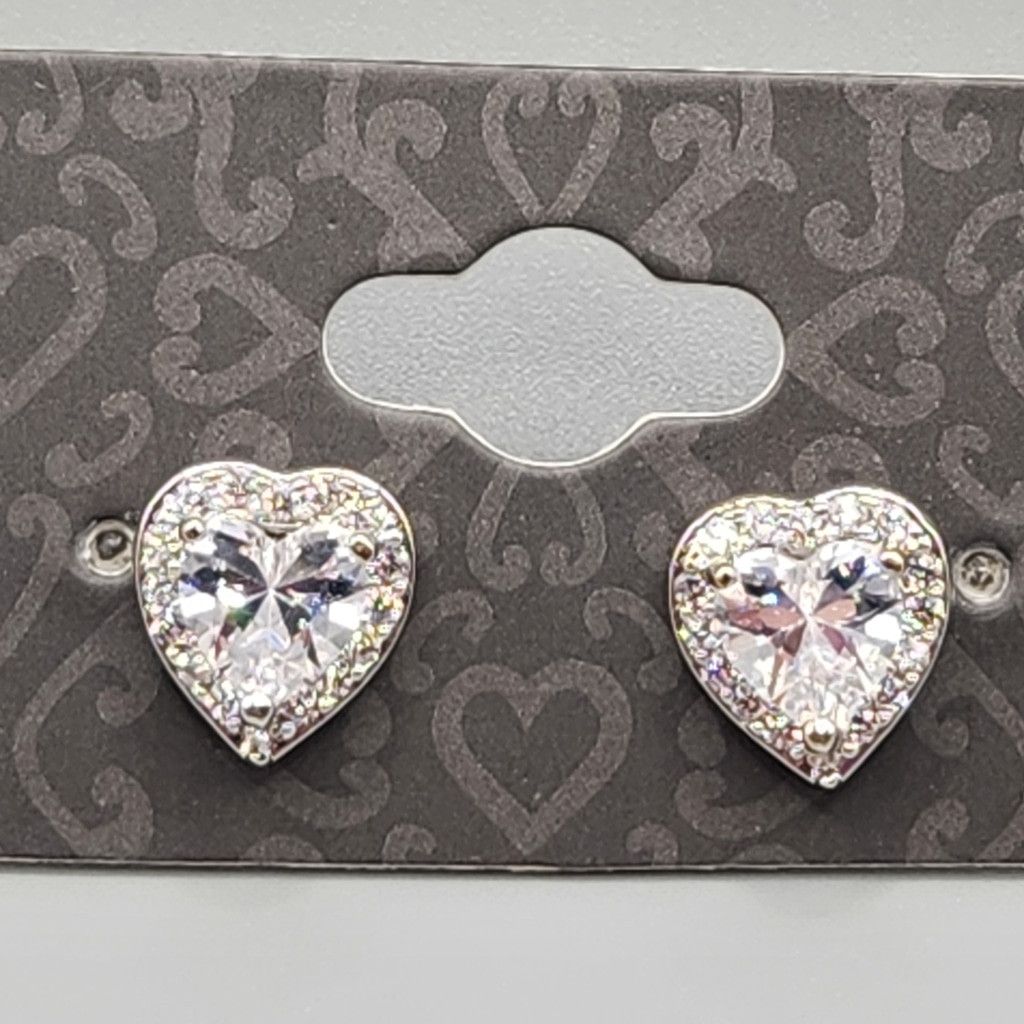 Designer Crystal Heart Stud Earrings Size ONE SIZE - 3 Thumbnail