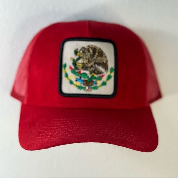 Designer NEW MEXICO SEAL PATCH RED SEUDE TRUCKER MESH CAP HAT Size ONE SIZE - 2 Thumbnail