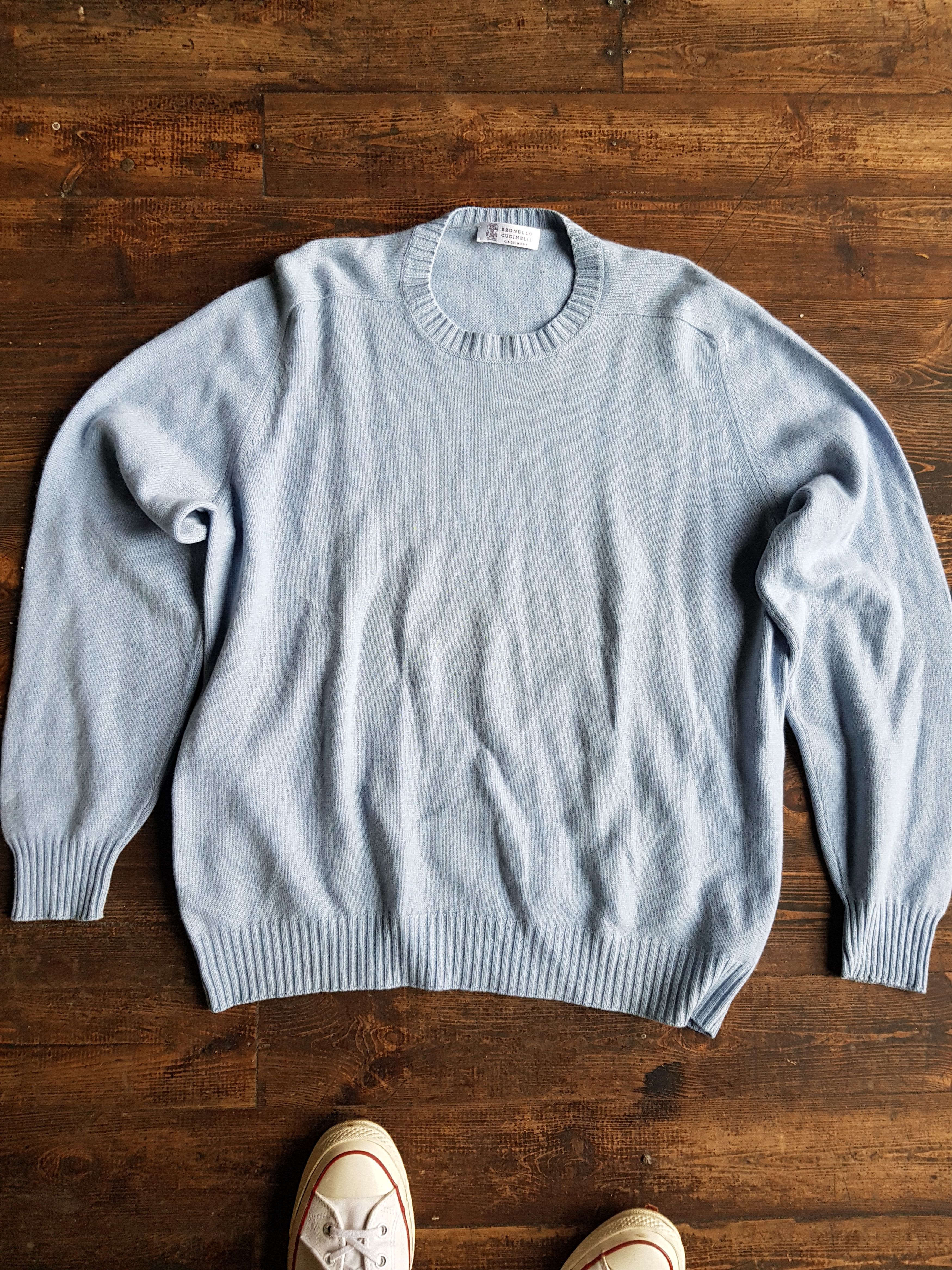 image of Brunello Cucinelli Crewneck Sweater in Blue, Men's (Size 2XL)