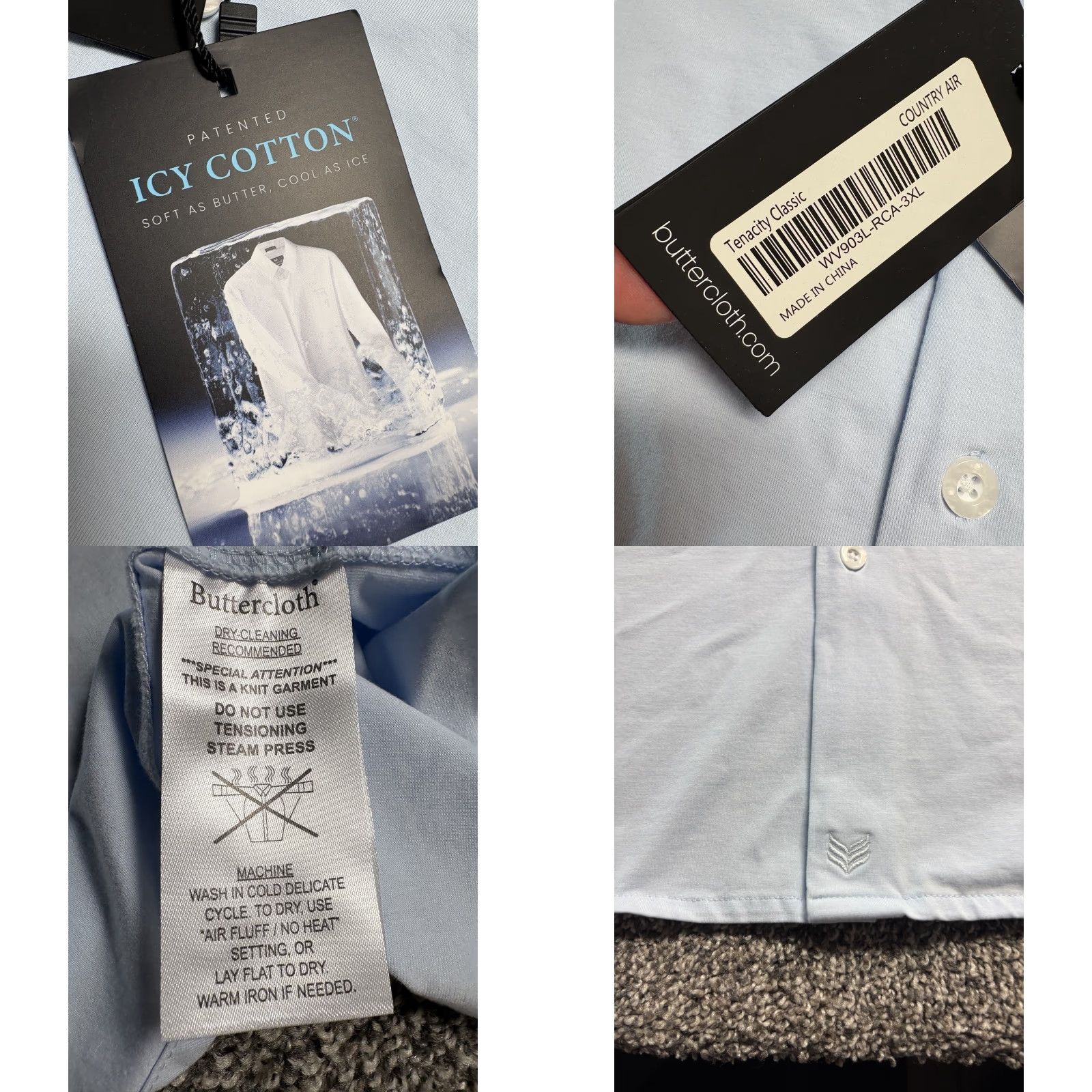 Vintage Buttercloth Dress Shirt Mens 3XL Blue Button-Up NWT NEW Size 48R - 8 Thumbnail