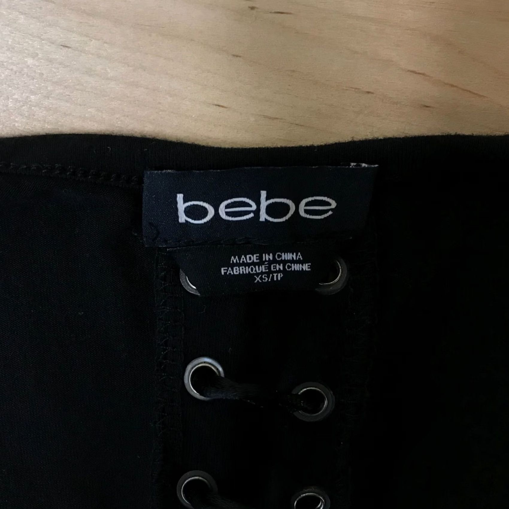 Bebe VINTAGE BEBE Women's XS BLACK Short Sleeve Bling Lace Up Maxi Dress Size 26" / US 2 / IT 38 - 7 Thumbnail