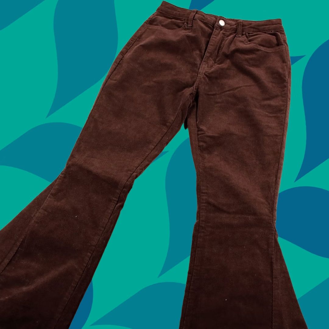 Vintage VINTAGE Wisteria Lane pants Corduroy Flared Bell Bottom High Rise 26x35 Brown Women Size 26" / US 2 / IT 38 - 1 Thumbnail