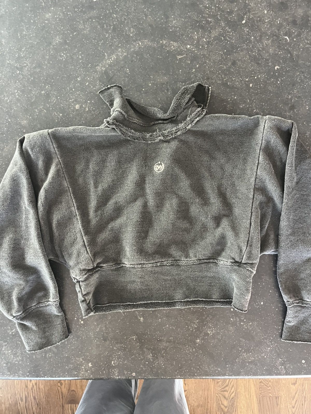 SAMI MIRO VINTAGE SAMI MIRO VINTAGE CHARCOAL CROPPED ZIP SWEATSHIRT SIZE SMALL Size S / US 4 / IT 40 - 3 Thumbnail