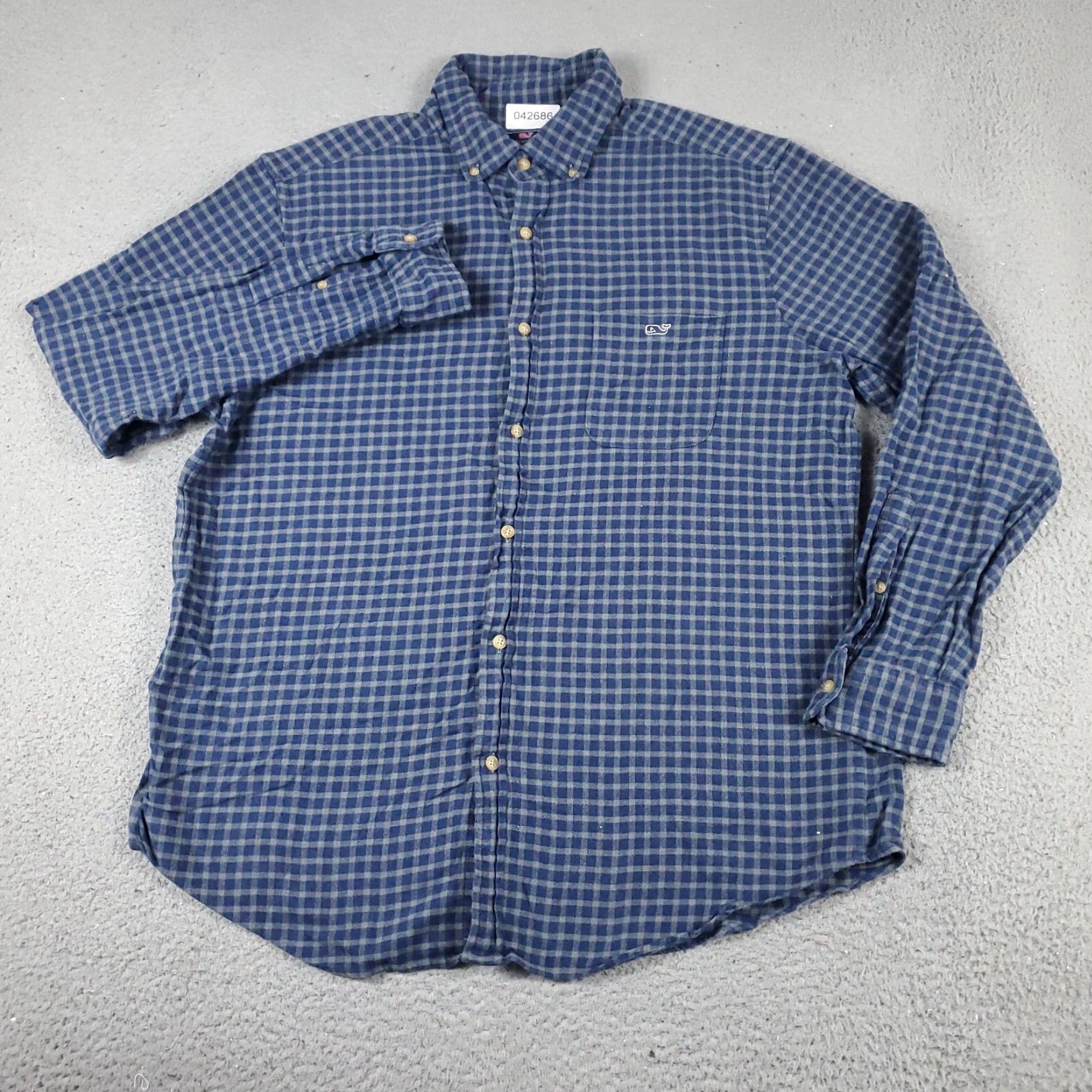 Vineyard Vines Vineyard Vines Shirt Mens Large Blue Gray Flannel Whale Button Up Long Sleeve Size US L / EU 52-54 / 3 - 3 Thumbnail