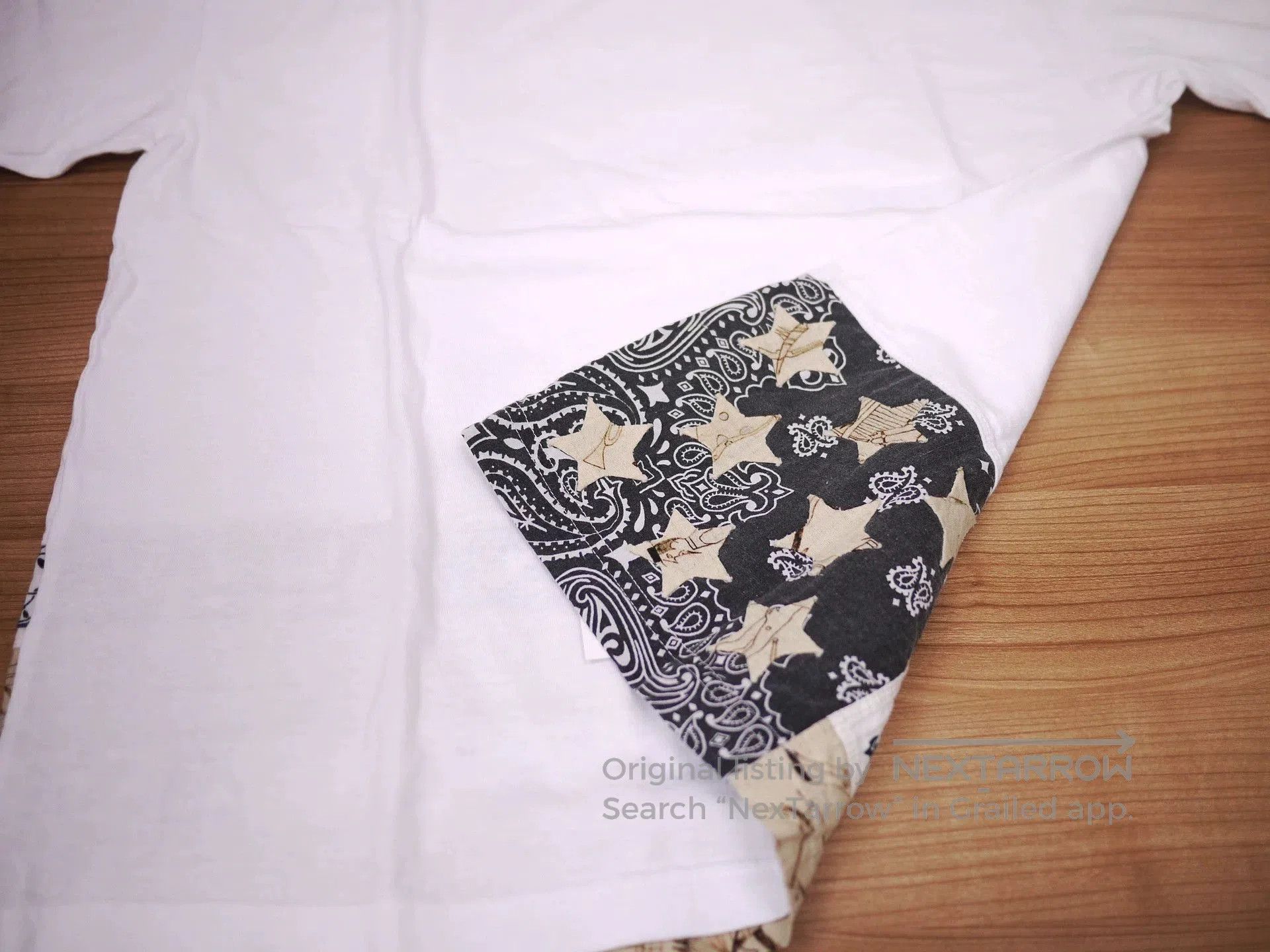 Visvim White Short Sleeve Shirt with Patterned Hem. Size US L / EU 52-54 / 3 - 6 Thumbnail