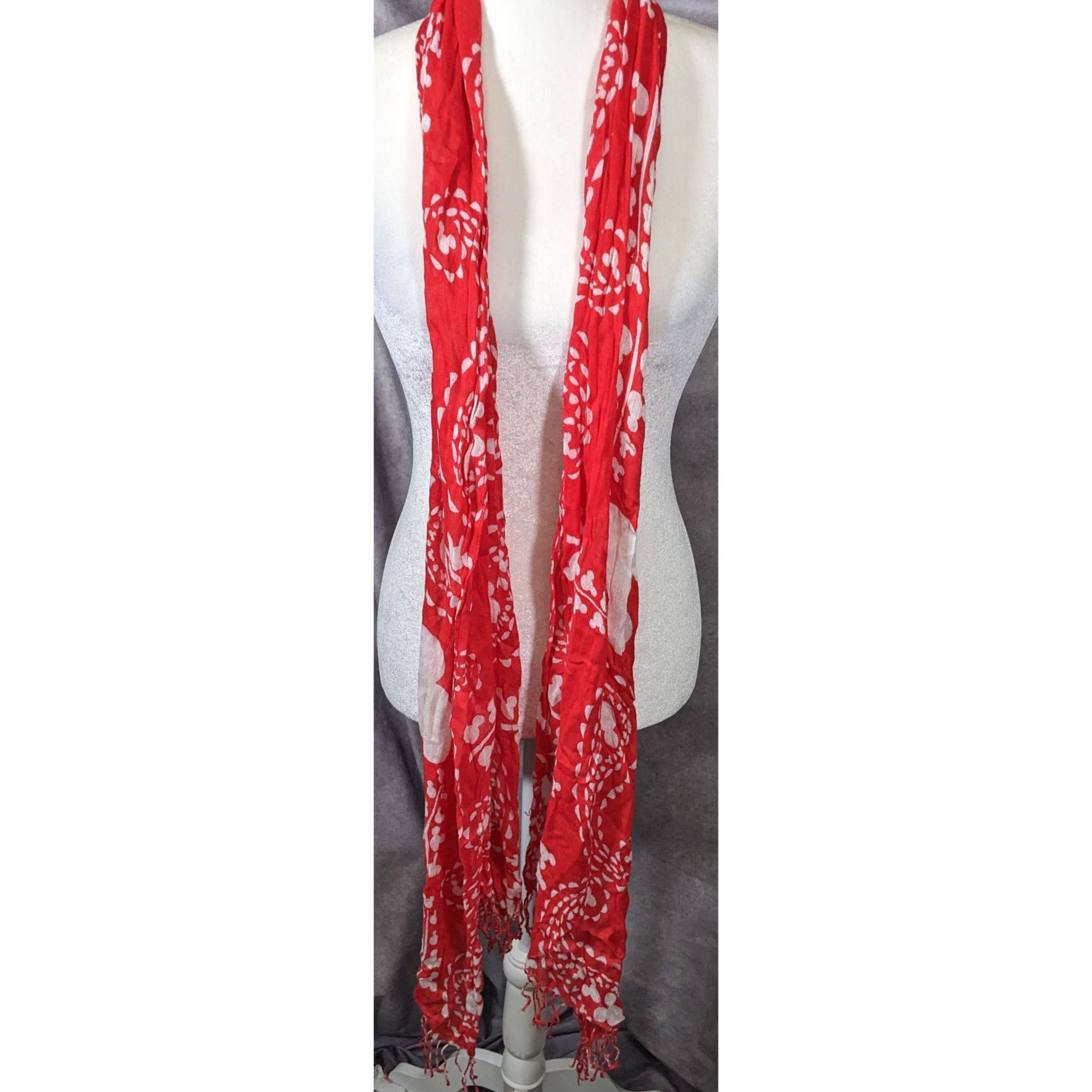 Disney Disney Mickey Mouse Red And White Lightweight Scarf Size ONE SIZE - 6 Thumbnail