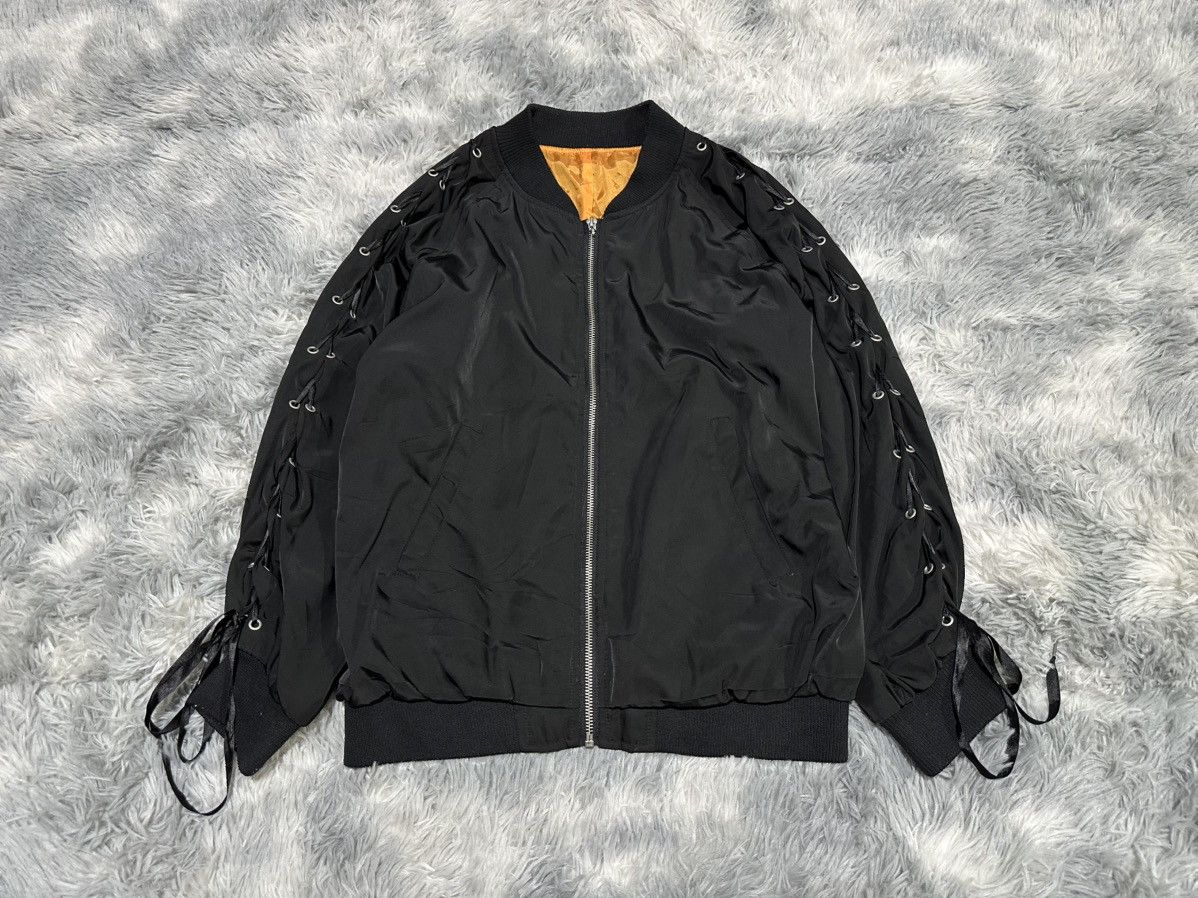 Japanese Brand 🔥Sick Y2K Japanese Bondage Laces Up Bomber Jacket Vkei Punk Size US M / EU 48-50 / 2 - 1 Thumbnail