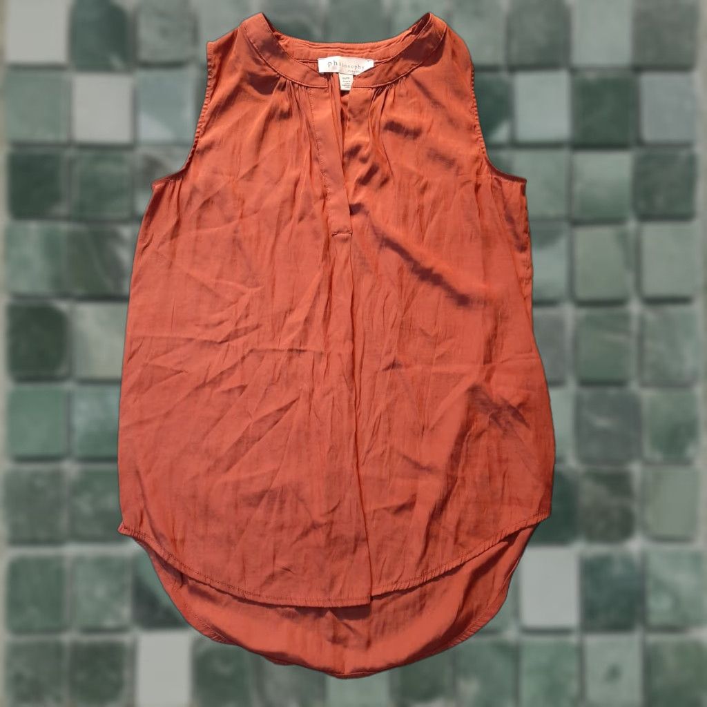 Vintage Philosophy Blouse Womens XS Sleeveless Top Copper Brown Casual Regular Shirt Size XS / US 0-2 / IT 36-38 - 1 Thumbnail