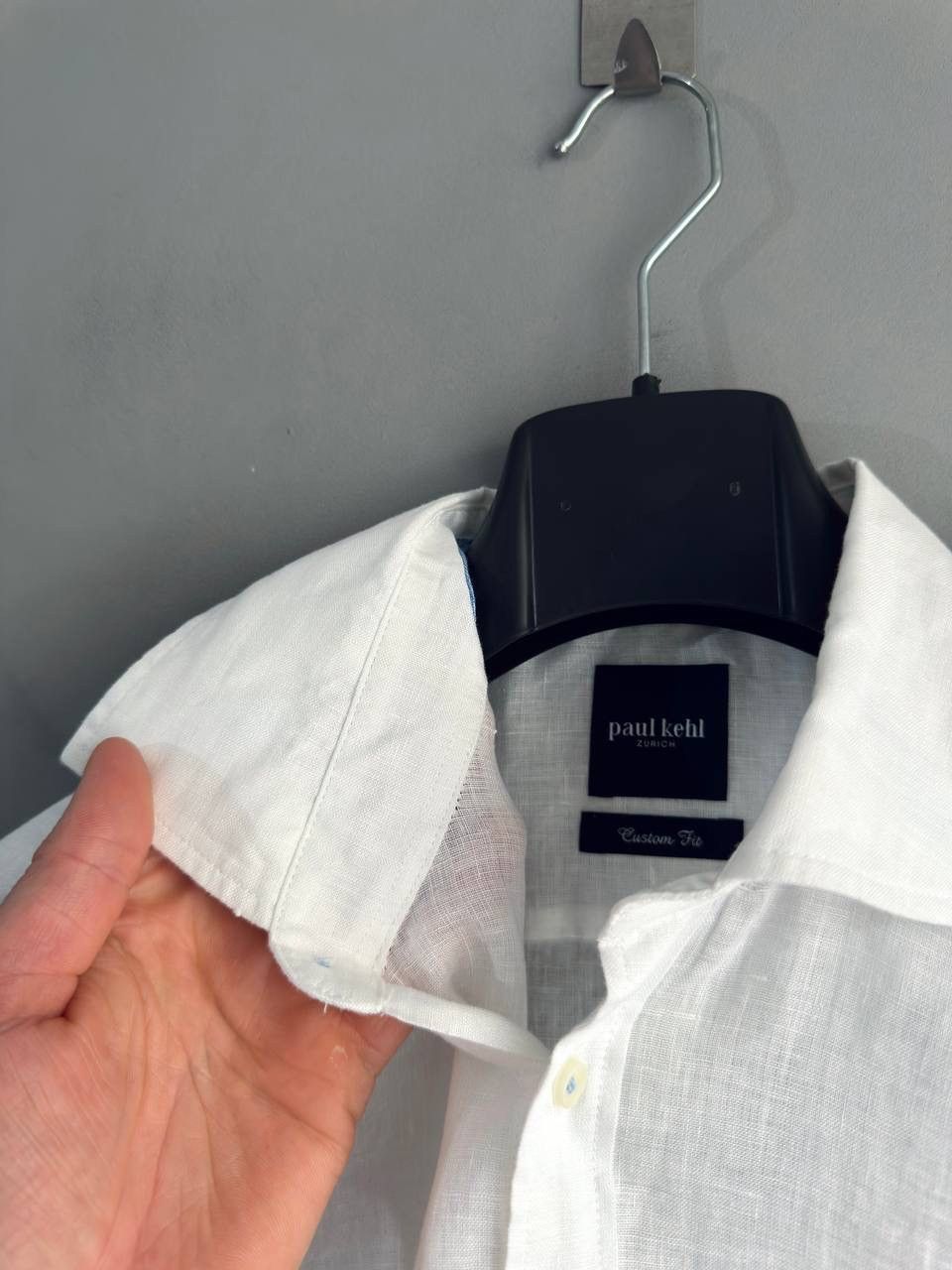 Other Paul Kehl Zurich Men's White Custom Fit Linen Shirt, Size M Size US M / EU 48-50 / 2 - 11 Thumbnail