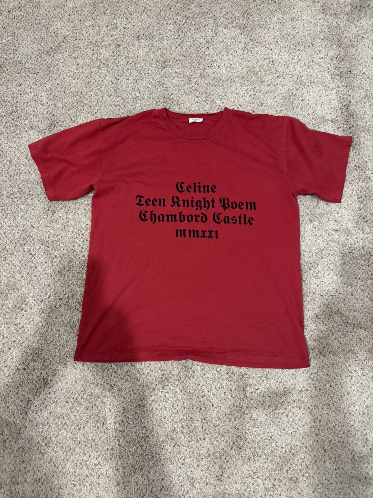 image of Celine Teen Knight Poem Red Tee Shirt, Men's (Size XS)