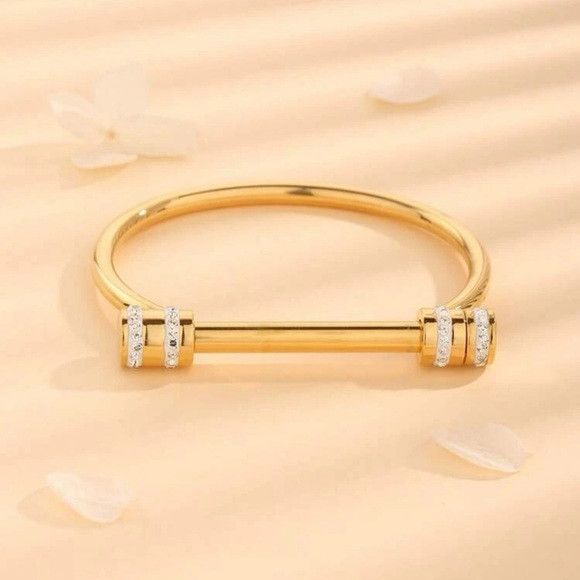 Other Women Stainless Steel Rhinestone Bangle Bracelet Size ONE SIZE - 2 Thumbnail