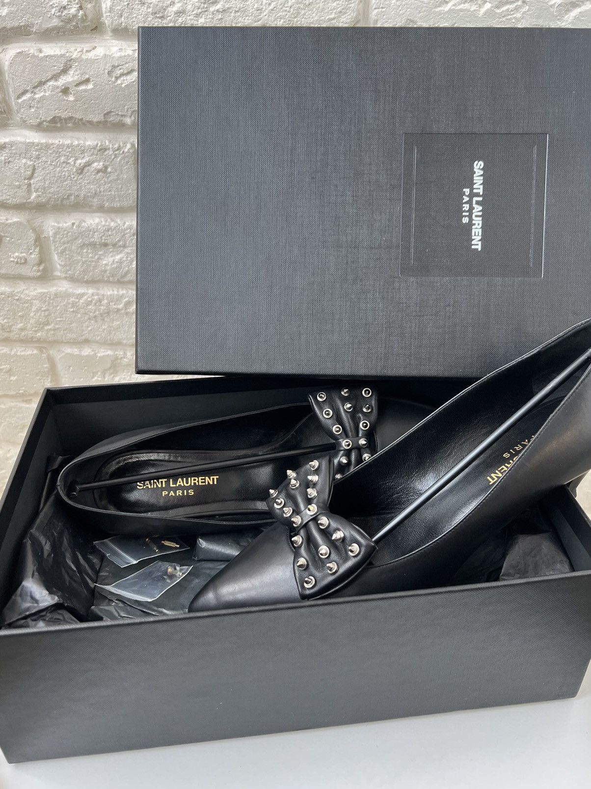 Saint Laurent Paris Saint Laurent Kitten 50 Studdeed Bow Toe Pumps Shoes Size US 9 / IT 39 - 10 Thumbnail