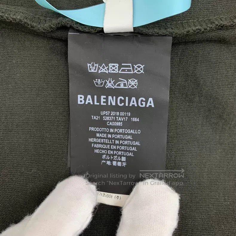 Balenciaga Balenciaga Dark Green Pattern Printed Cotton Round Neck Sh Size US M / EU 48-50 / 2 - 7 Thumbnail