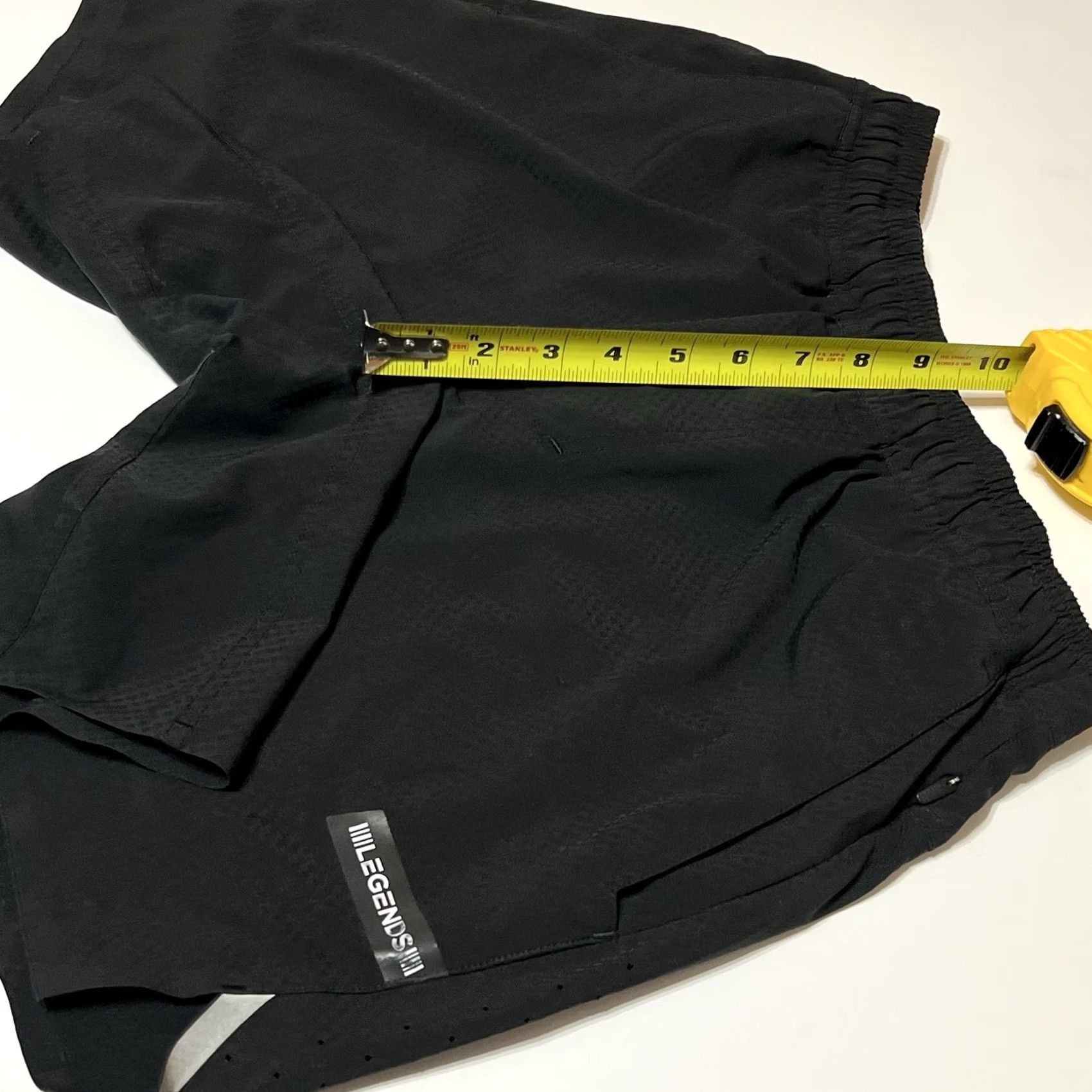 Vintage Legends Men's Shorts S Black Athletic Nylon Blend Drawstring Elastic Waist Pockets 7 Inseam Gym Training Running Size US 29 - 4 Thumbnail