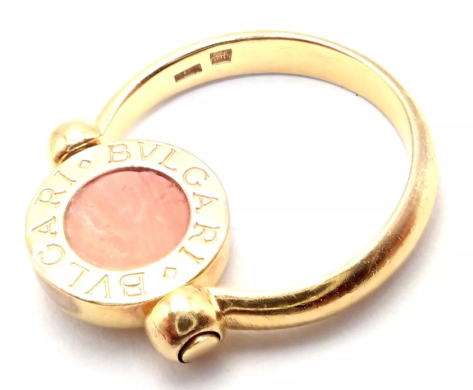 Bvlgari 18k Yellow Gold Coral Black Onyx Flip Ring Size ONE SIZE - 3 Thumbnail
