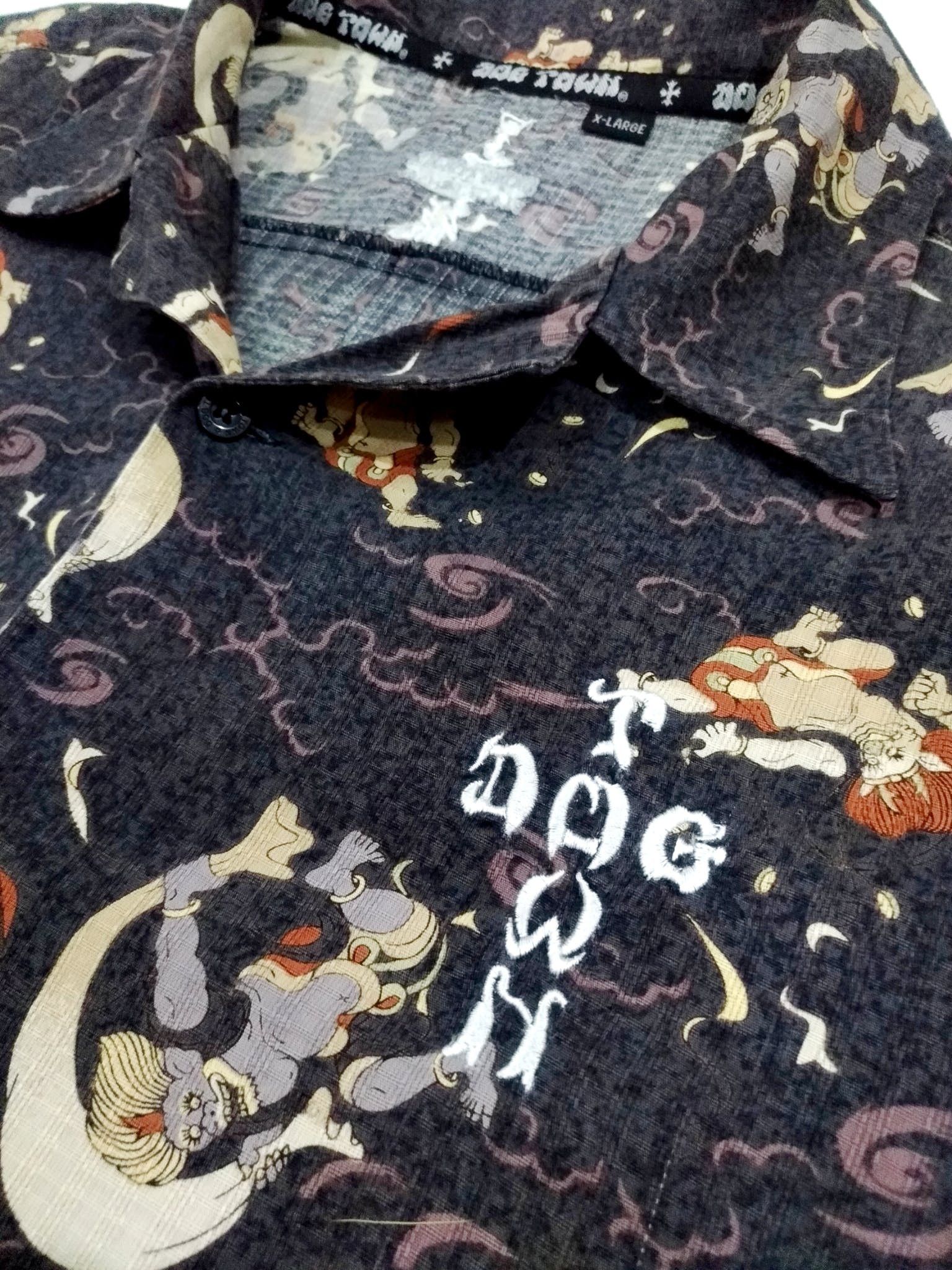 Dogtown Rare! Vintage Dogtown Black Dragon Fujin Raijin Motif Shirt Size US XL / EU 56 / 4 - 5 Thumbnail