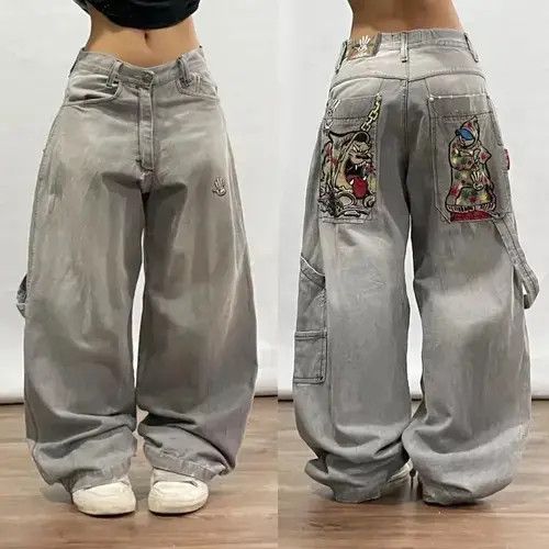 Other Street Hip Hop Retro Y2k Casual Loose Big Pocket Jeans Size 27" / US 4 / IT 40 - 2 Thumbnail