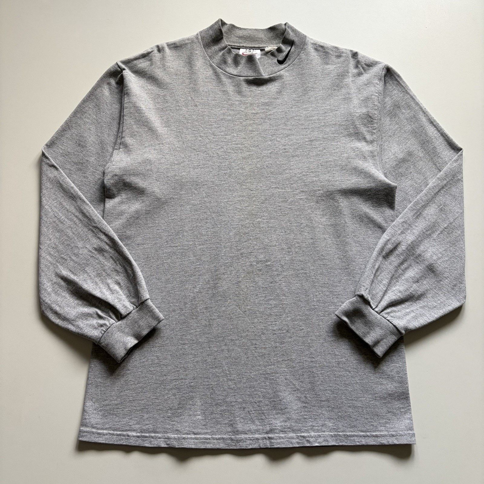 Nike × Vintage Vintage 90s Nike Shirt Medium Grey Long Sleeve Mock Neck USA Size US M / EU 48-50 / 2 - 1 Thumbnail